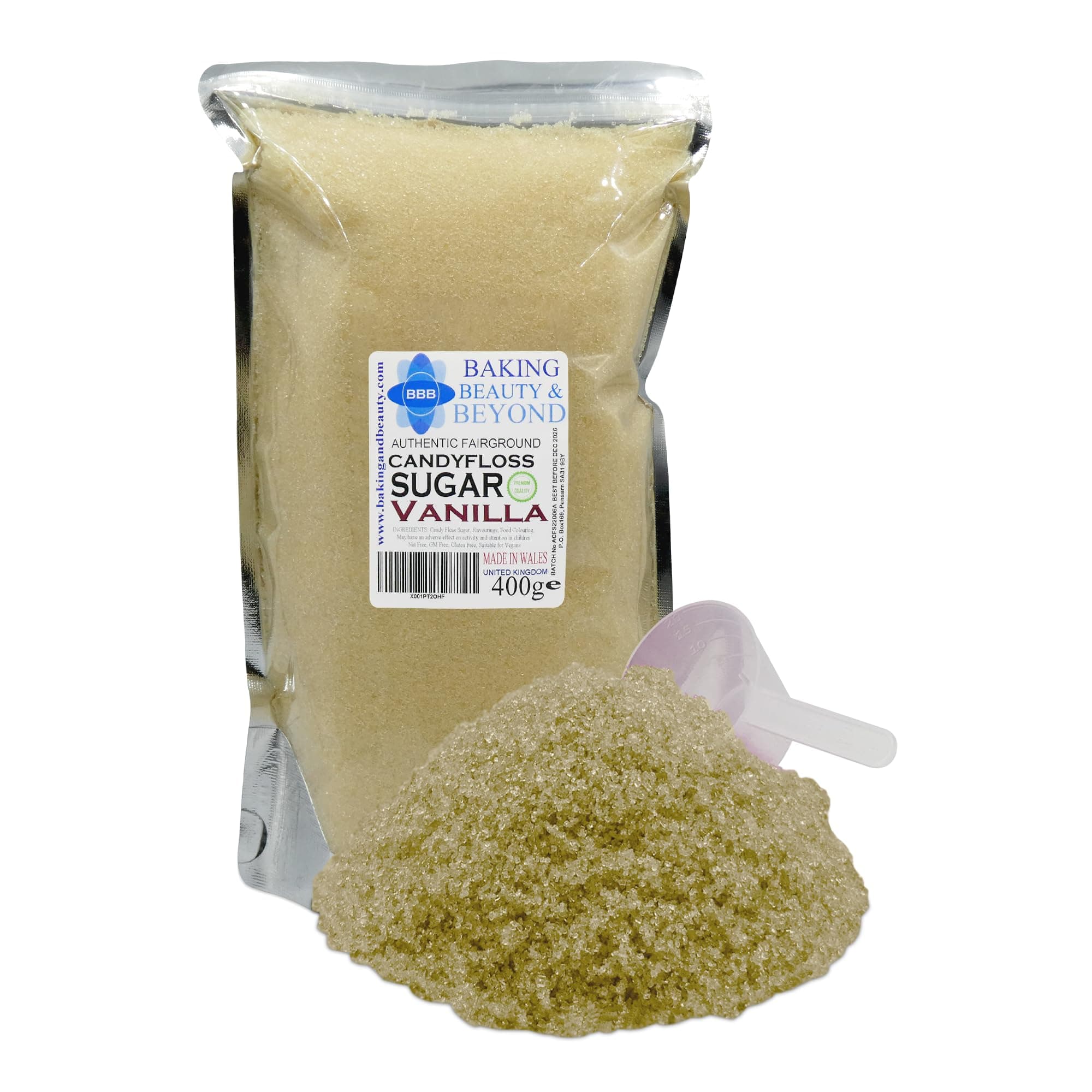 Baking Beauty and Beyond Premium Candy Floss Sugar 400g - Vanilla Flavour