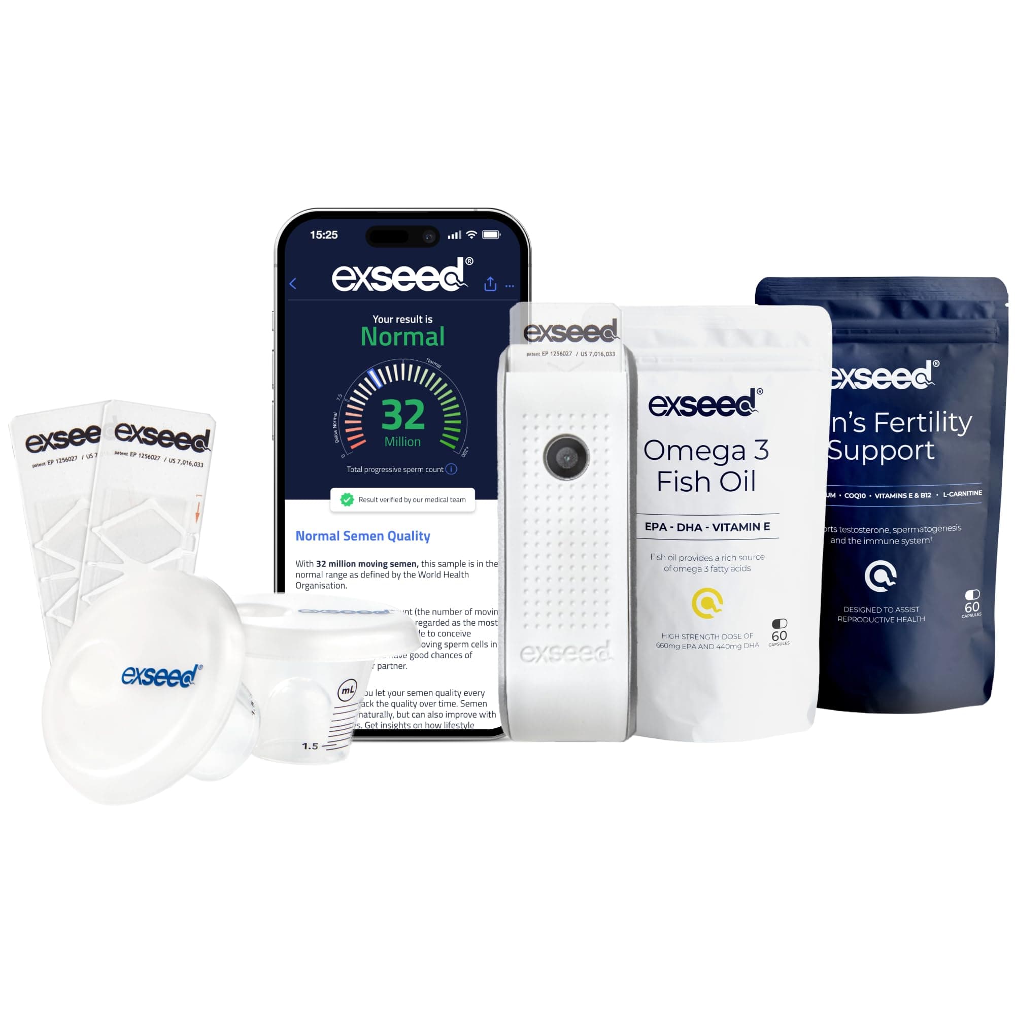 Health - Men's Fertility Testing Bundle - Includes 2 Test Kit & Fertility Supplements - Multivitamins & Omega 3 - Complete Progress Pack - Test & Improve Sperm Health