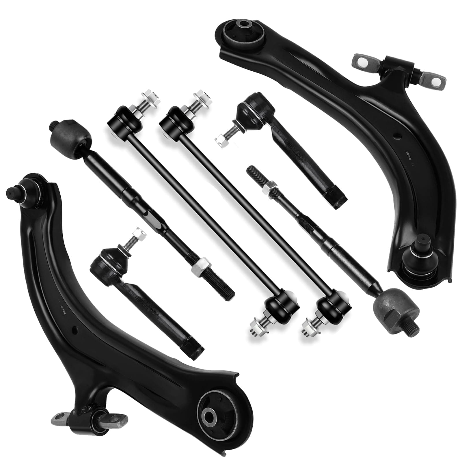 SCITOO 8pcs Suspension Kit 2 Front Lower Control Arm w/Ball Joint 2 Front Sway Bar End Link 2 Outer 2 Inner Tie Rod End Link for Nissan Sentra 2007 2008 2009 2010 2011 2012 2.0L 2.5L K620374