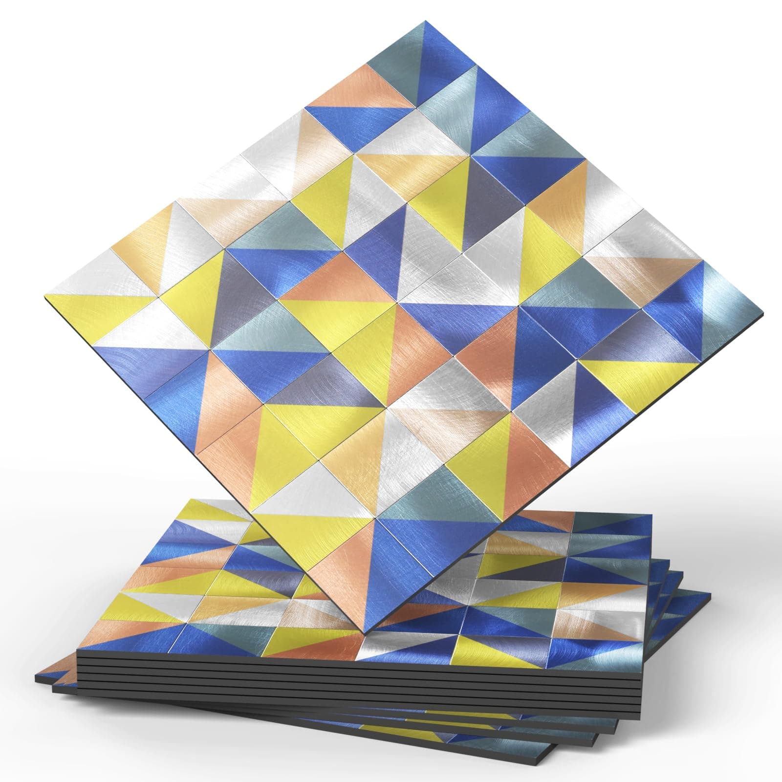 Peel and Stick Backsplash Tile for Kitchen Bathroom, Peel & Stick Shower Wall Tile Waterproof Back Splashes, Self Adhesive 3D Wall Panels, 10 Sheet (Square Metal Brushed Mosaic)