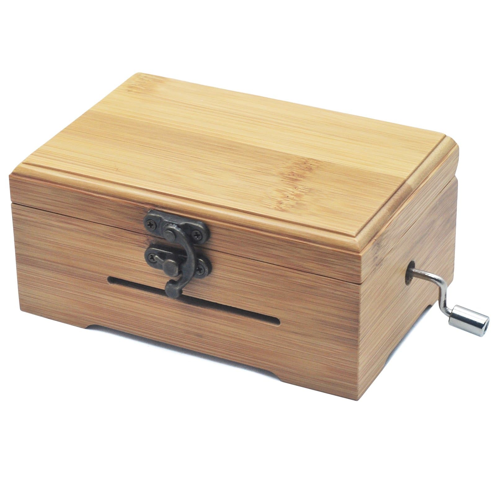 30 Notes Hand Crank Music Box Movement with Copper Gear DIY Make Your Music Tool Kit (With Bamboo Box)