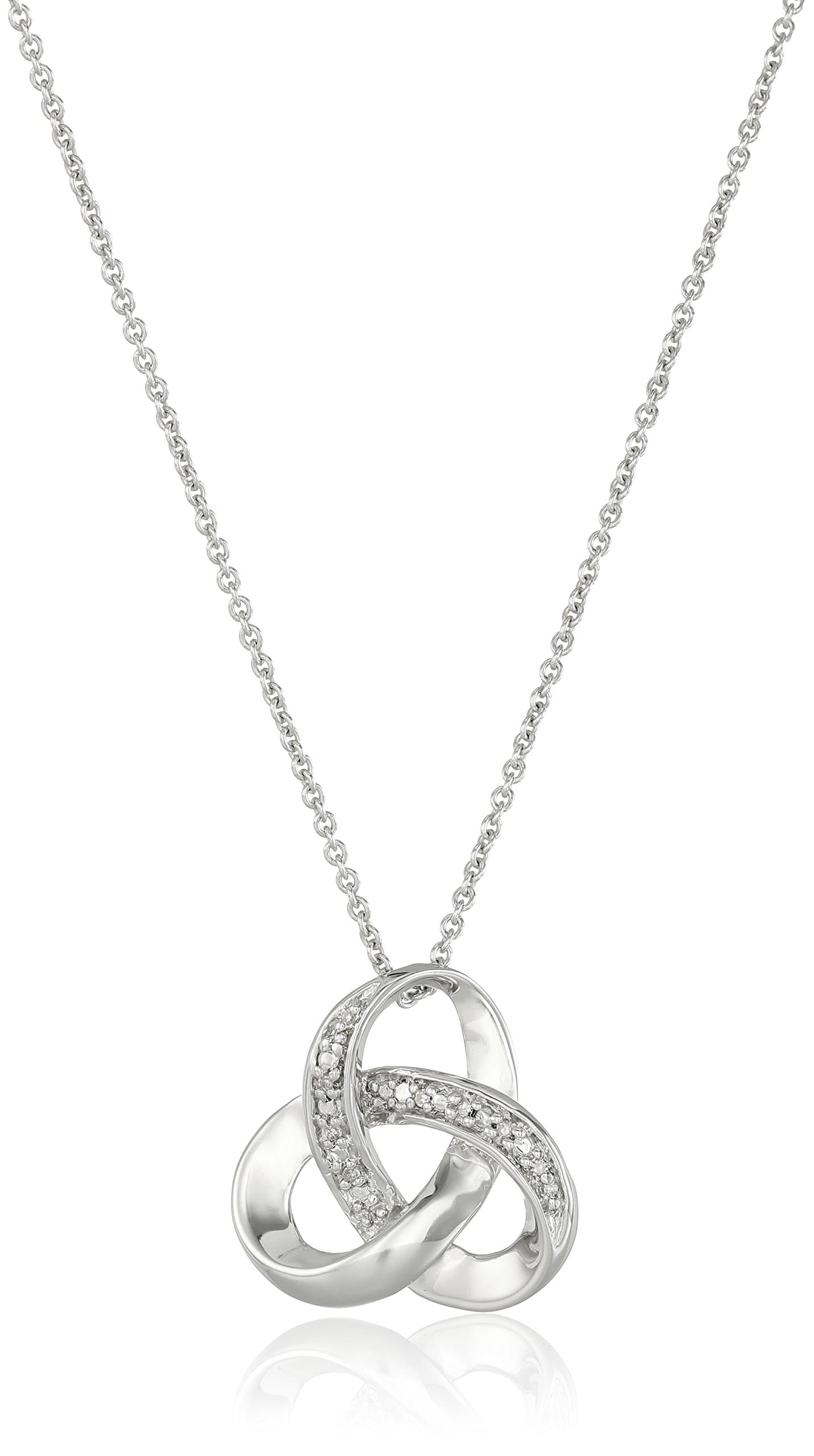 Amazon EssentialsSterling Silver Diamond Accent Knot Pendant Necklace, 18"