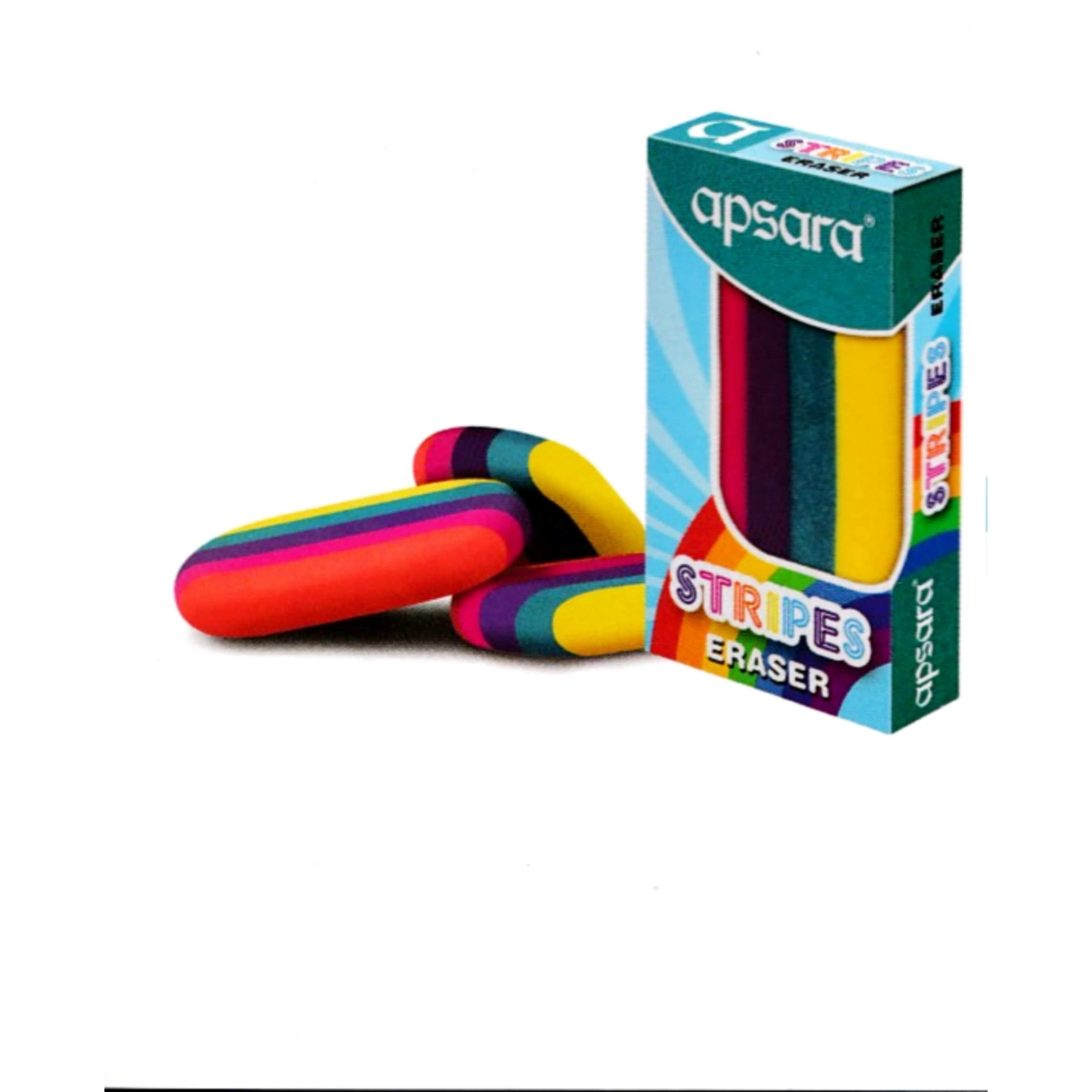 Apsara Stripes Coloured Eraser- Pack of 10