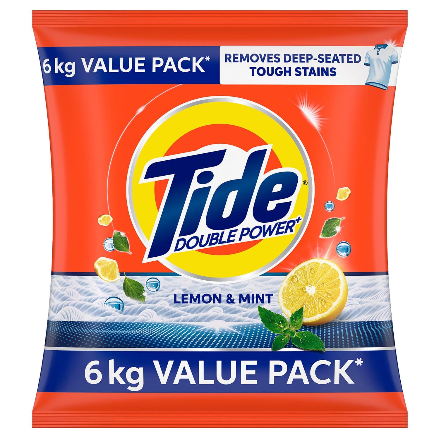 Plus Detergent Washing Powder - 6kg Value Pack | Lemon & Mint Fragrance| 2X Deep Clean Power| World's No. 1 Detergent Brand