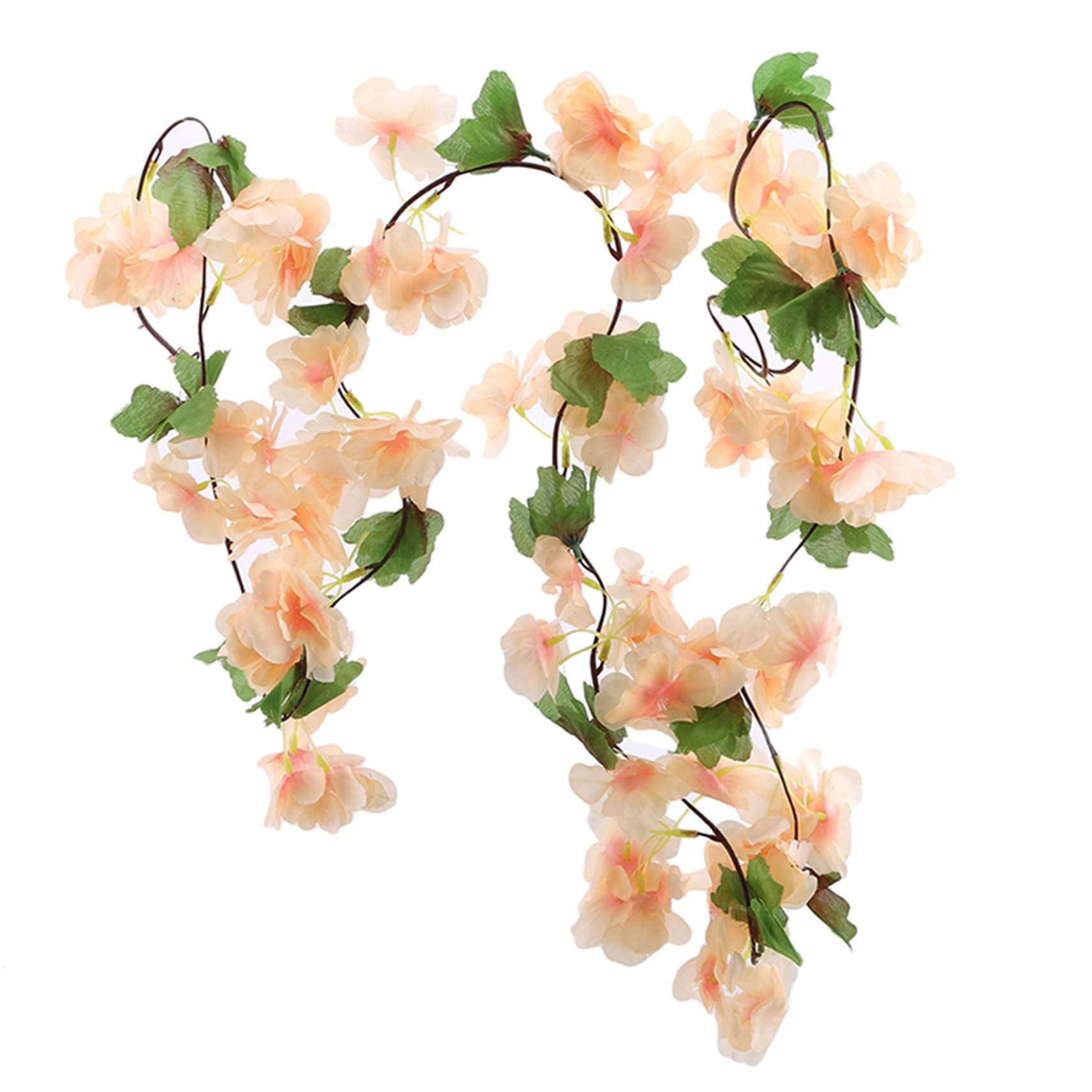 Winwinfly Artificial Garlands 240cm Artificial Silk Cherry Blossom Garlands Simulation Fake Sakura Rattan Hanging Ivy Vine for Decoration Wedding Home Festival Party Yard Fence