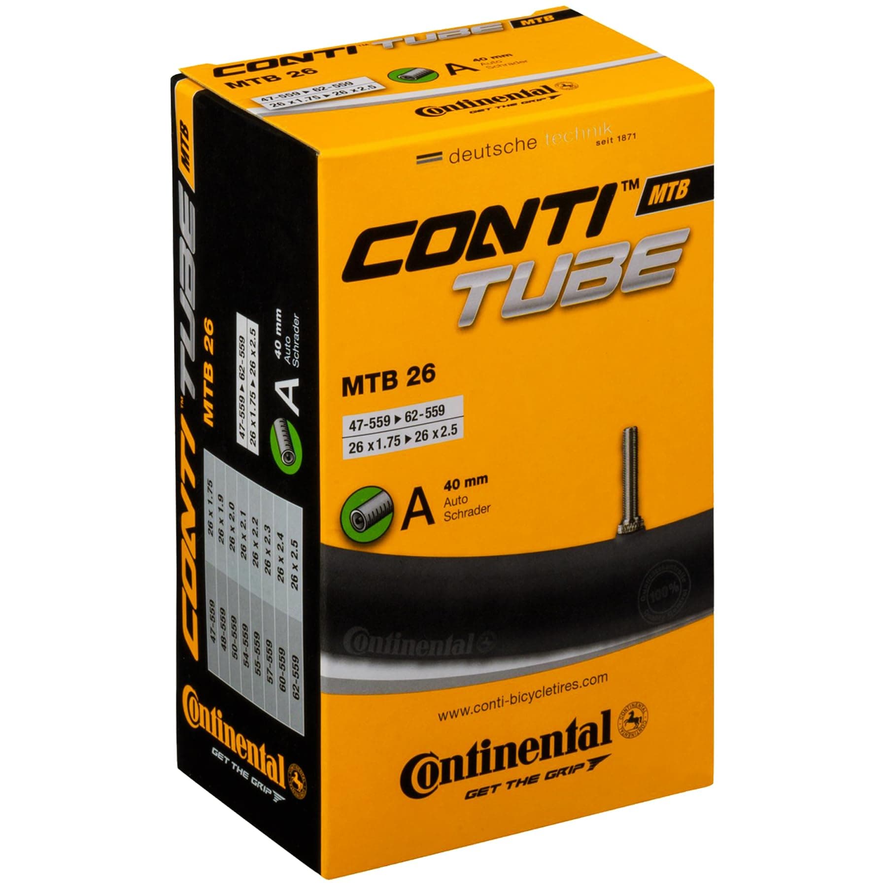 Continental Schrader Valve MTB 26 X 1.75-2.5 inch 47/62-559 AV, 40 mm