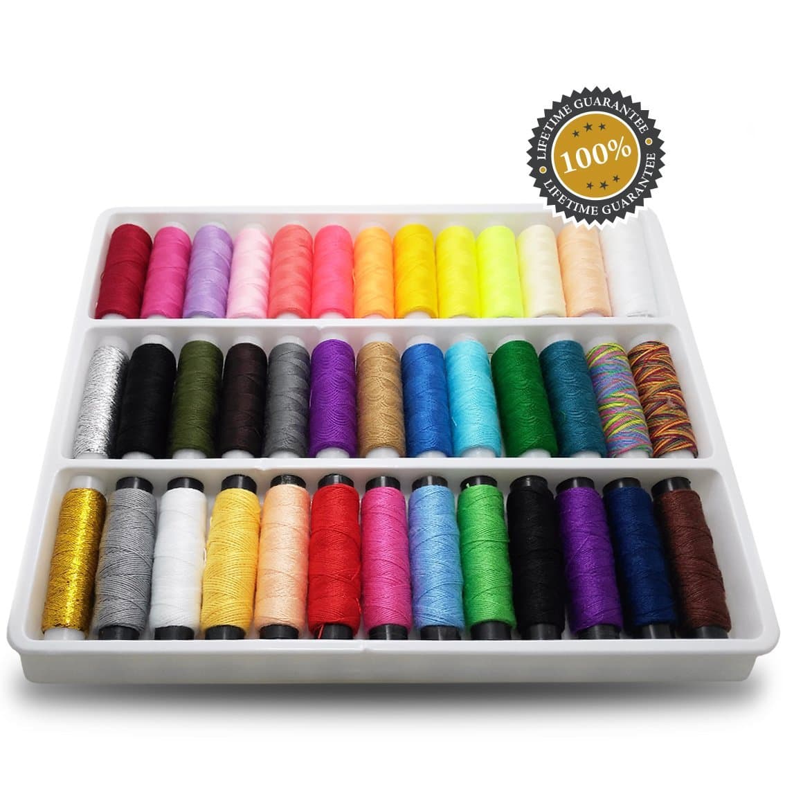Sewing Thread Organiser –Isabella Dora Sewing Holder Rack with 39 Spools of Thread in PVC Box