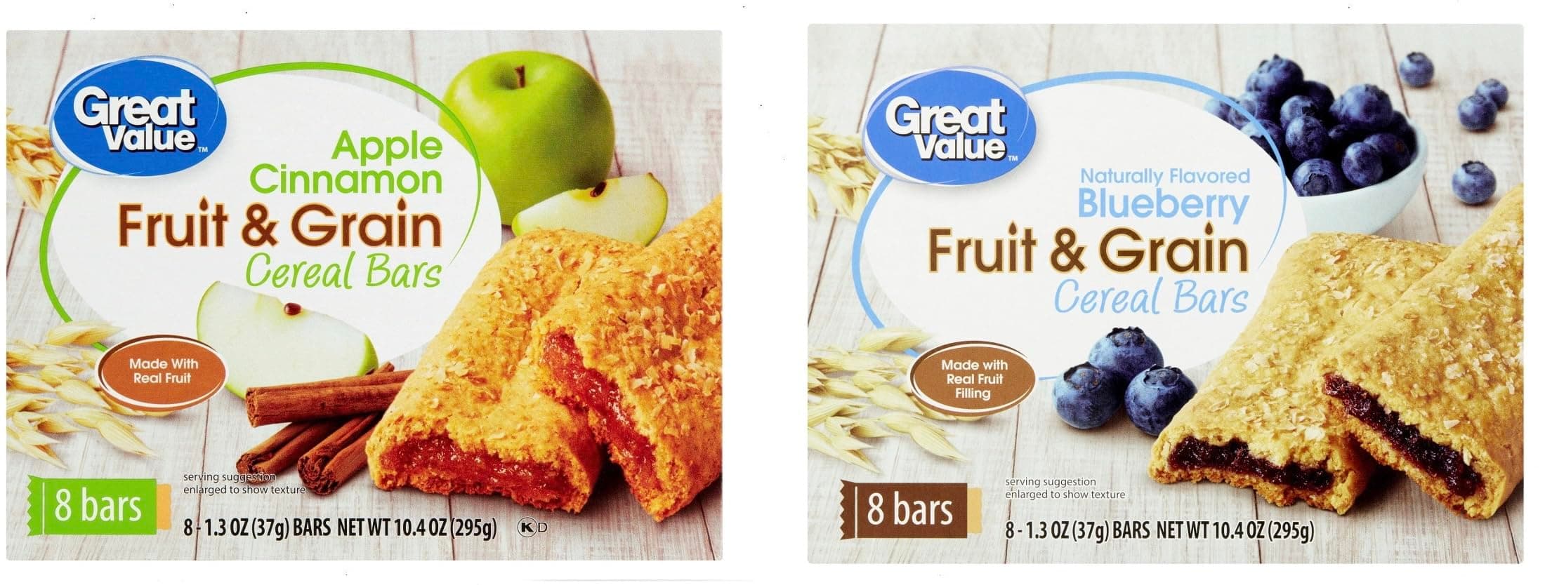 Great Value - Fruit & Grain Bars - Apple Cinnamon/Blueberry Variety 2-Pack - Plus GTF Sticker & Gum Stick