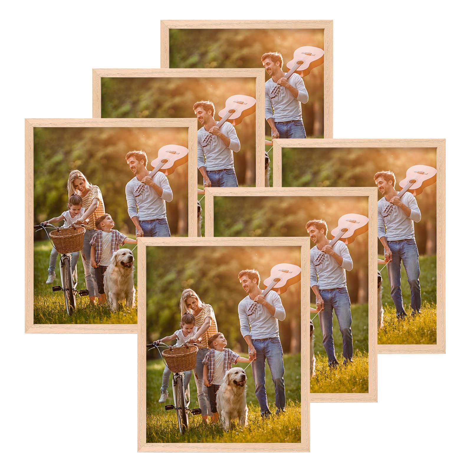 8x10 OAK Photo Frame,6 Pack Solid Wood Picture Frame, Equipped with HD Glass,Vertical and Horizontal Wall and Desktop Display