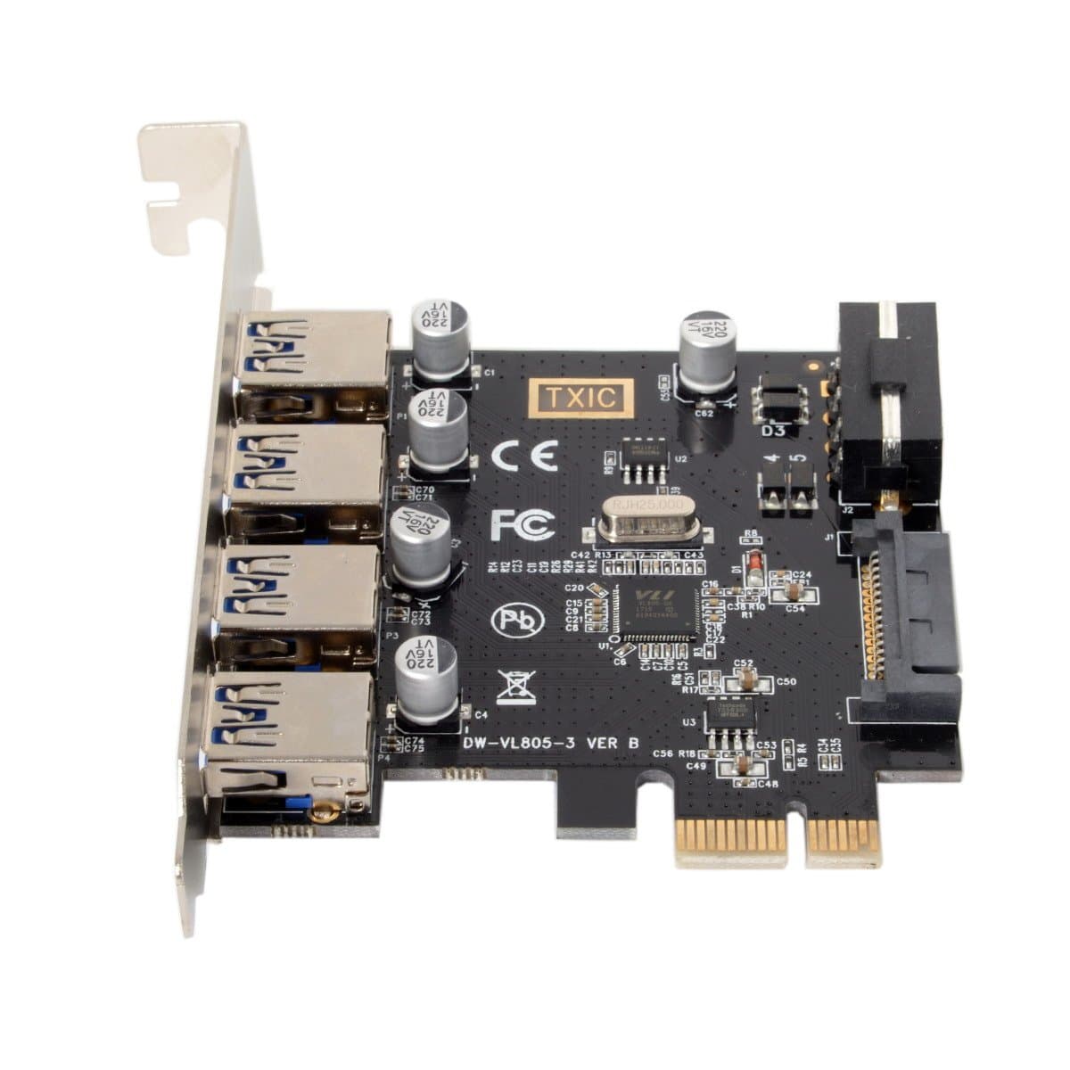 cablecc 4 Ports PCI-E to USB 3.0 HUB PCI Express Expansion Card Adapter 5Gbps for Motherboard