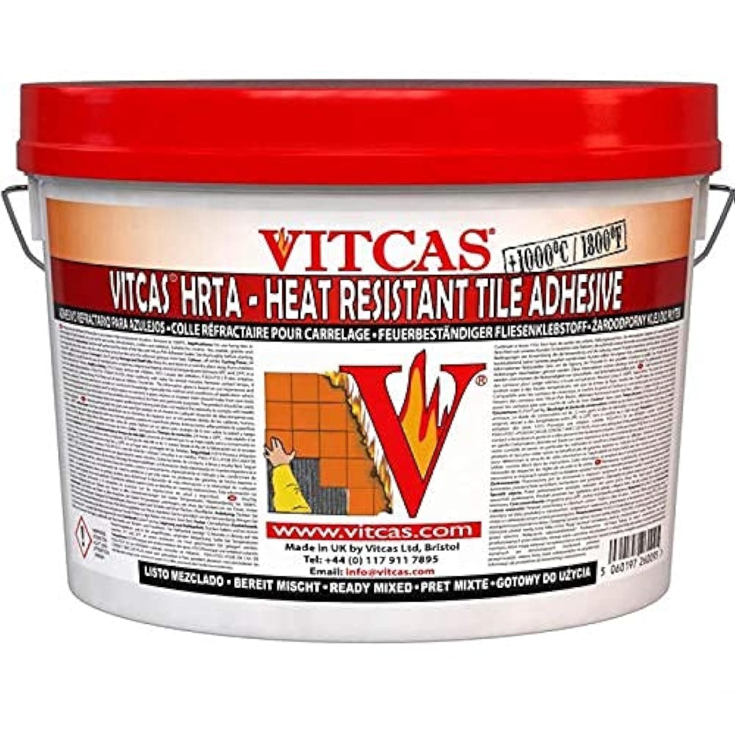 Heat Resistant Tile Adhesive – Ceramic Tile Glue – Fireproof - Excellent Adhesion - For Fixing - Ready To Use – Indoor - Up to 1000 degree Celsius - 5KG