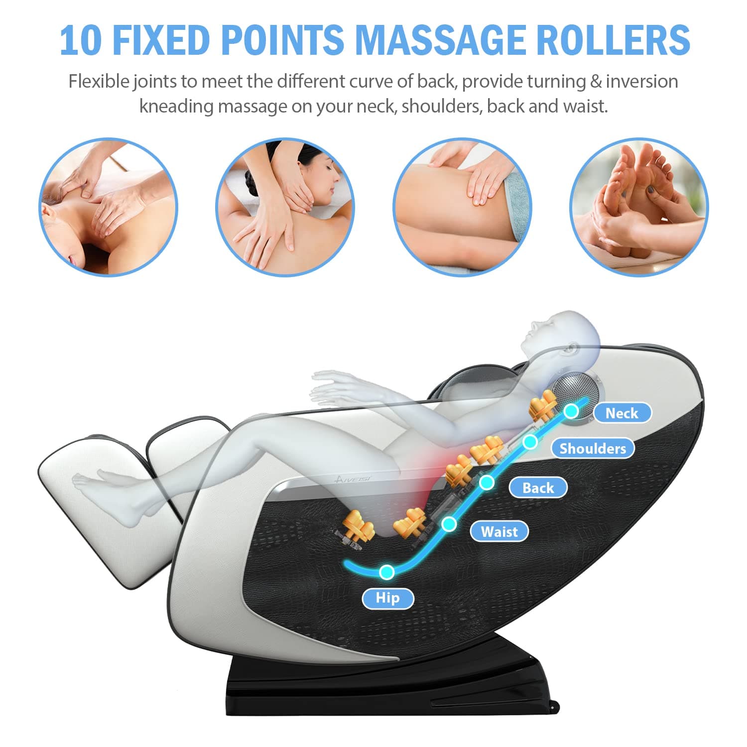 Massage Chair,Full Body Zero Gravity Recliner with Bluetooth, Hip Heating, Foot Massage and Air Massage System for Home Office, Gift for mom/dad (Black)