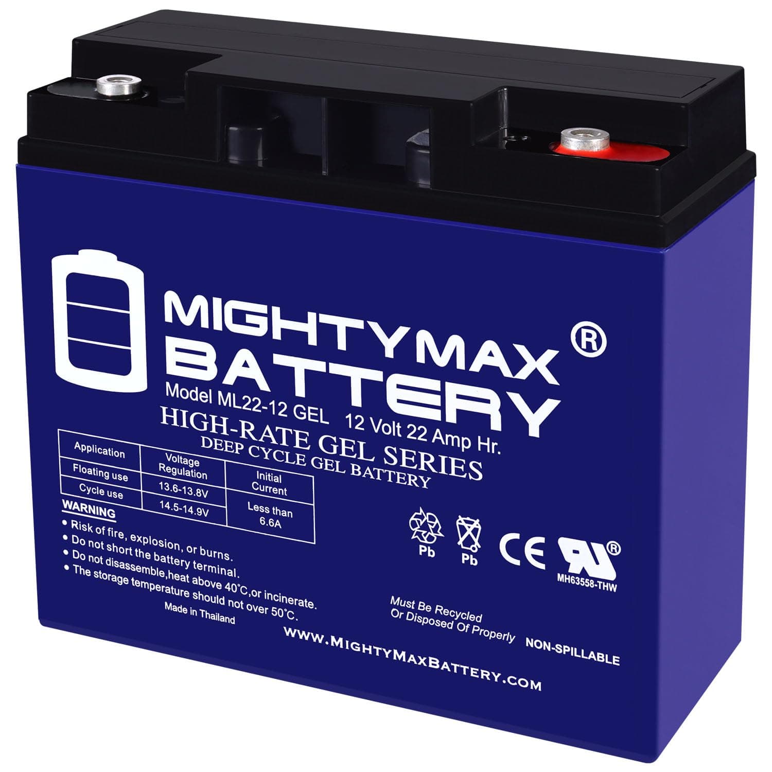 Mighty Max Battery Mighty Max Battery 12V 22AH Gel Replacement Battery for 20Ah Leoch LP12-20, LP 12-20 Brand Product