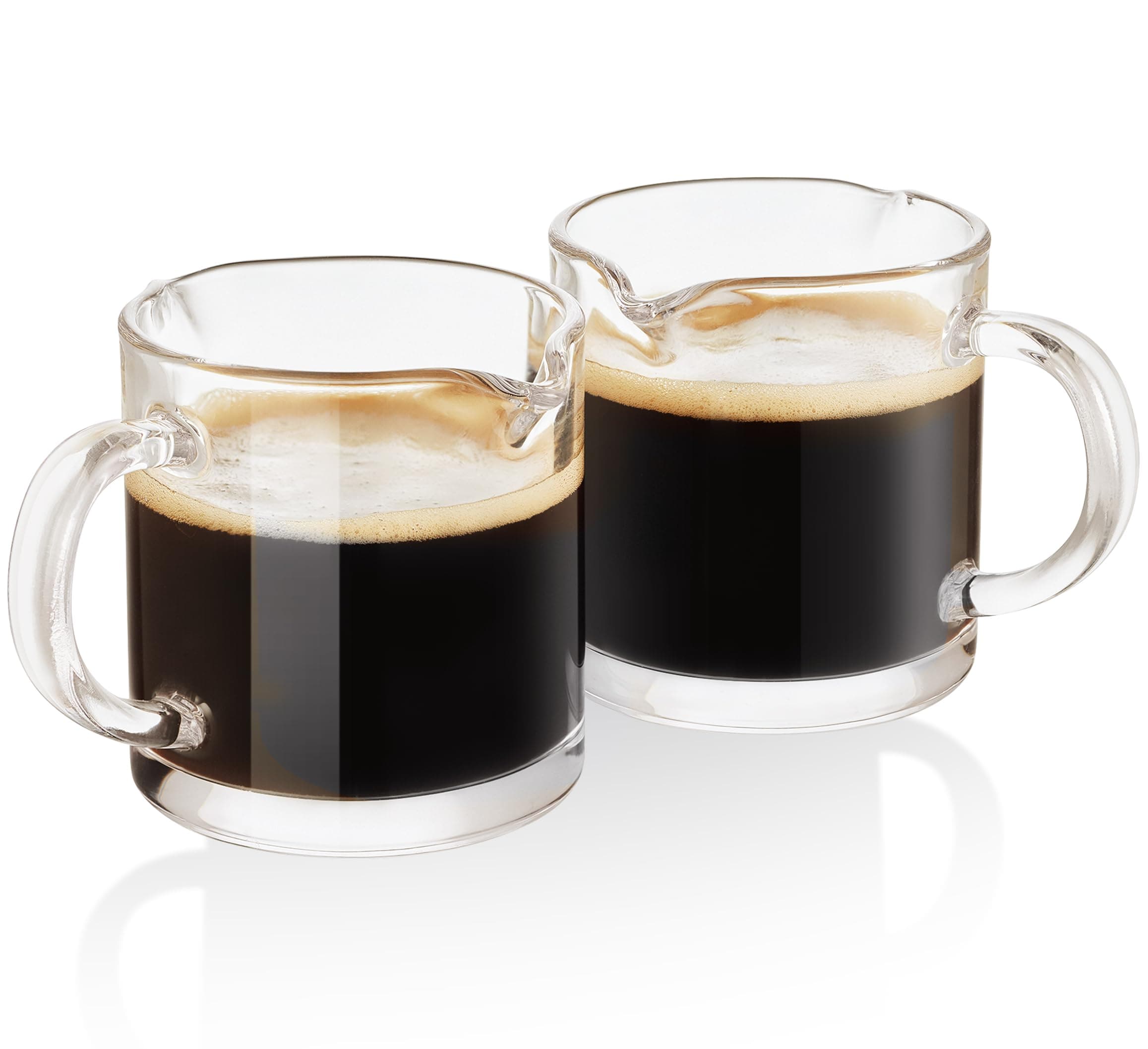 - Ackers Clear Espresso Cups Set of 2,4 OZ Double Spouts Cups,Milk Cup with Handle, Espresso Accessories for Machine, Small
