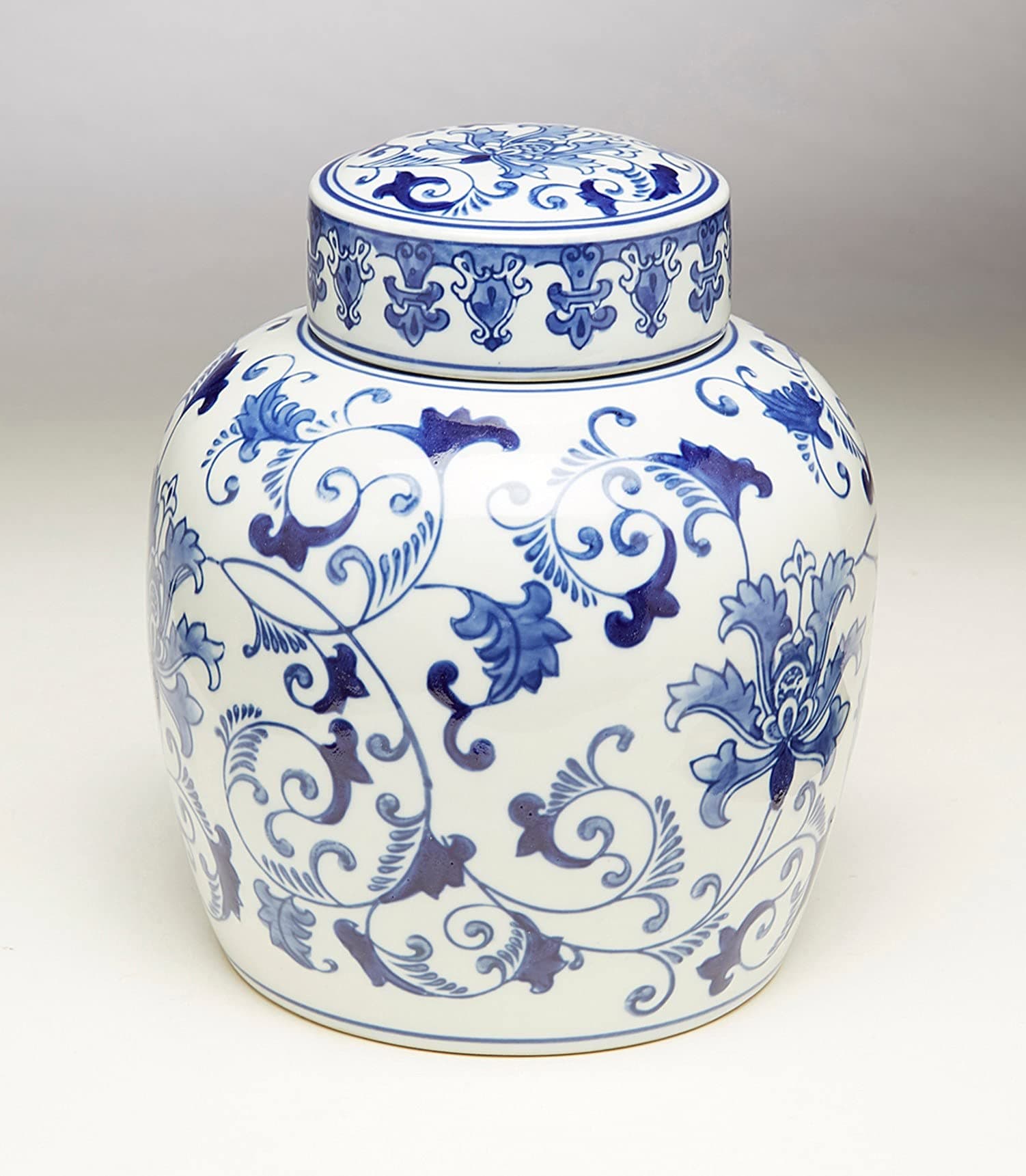 59779 9 Inch Blue & White Ceramic Ginger Jar
