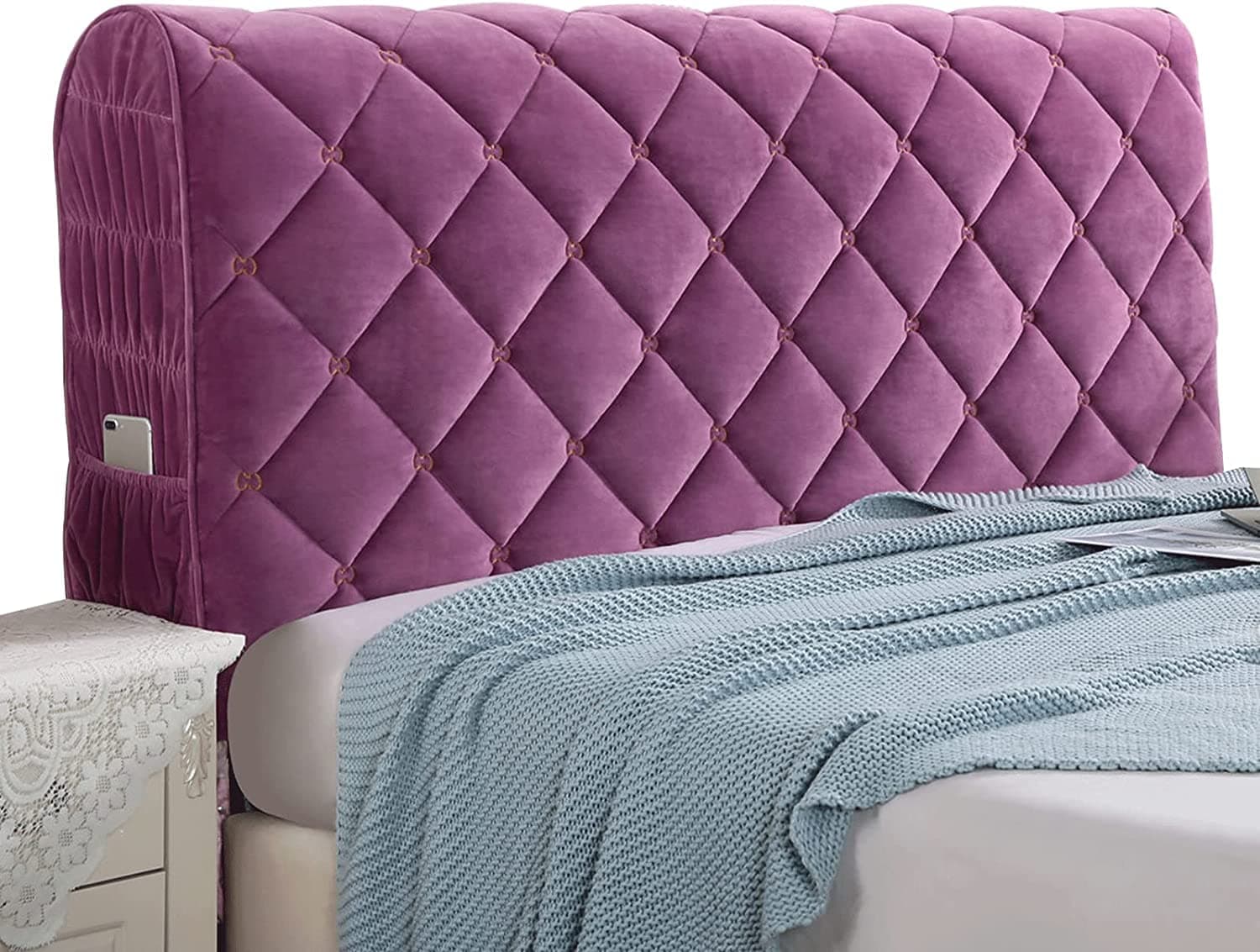 Headboard Covers Slipcover, Stretch Bed Headboard Covers, Small Square Jacquard Dustproof Protector Cover for Upholstered Headboard (Milk White, Queen Headboard Length ( Color : #27 , Size : Cal king: