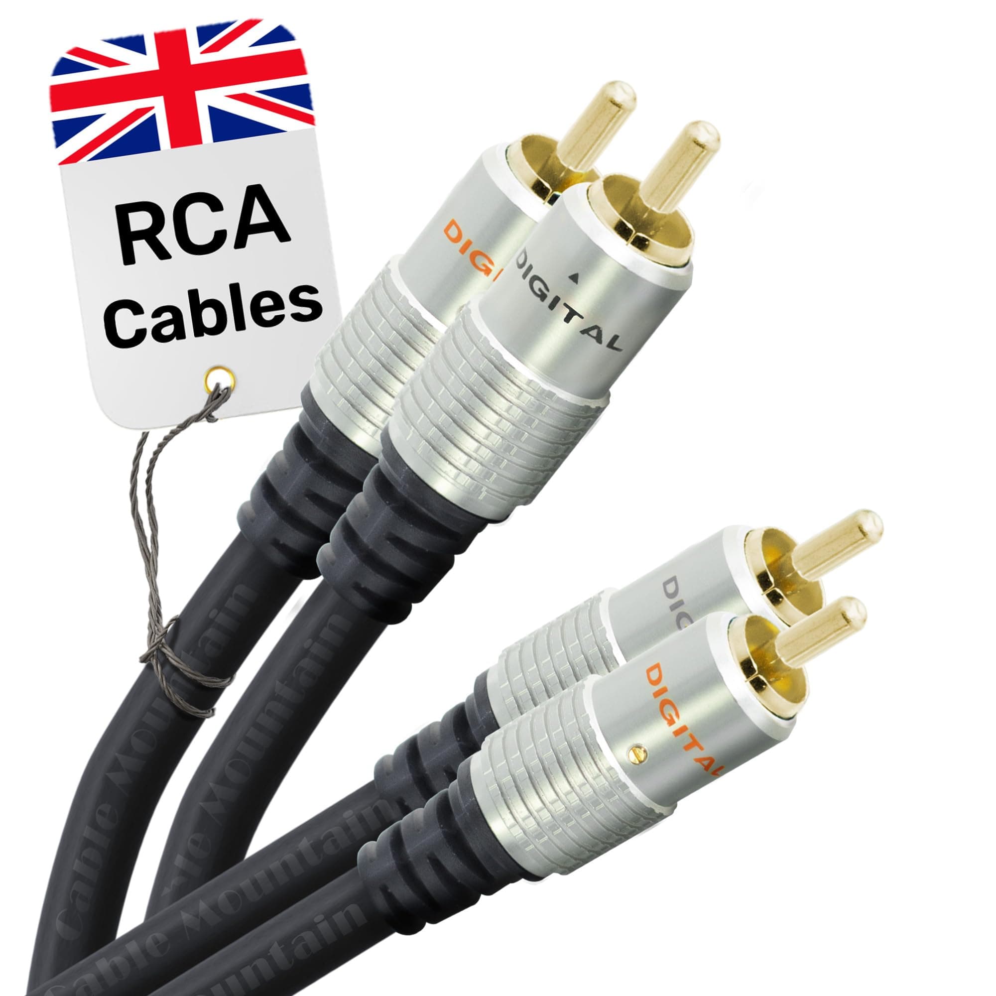 1m 2 RCA to 2 RCA Audio Cable (Male to Male) | Twin Phono Lead for Hi-Fi, Amplifier, Soundbar & Home Cinema