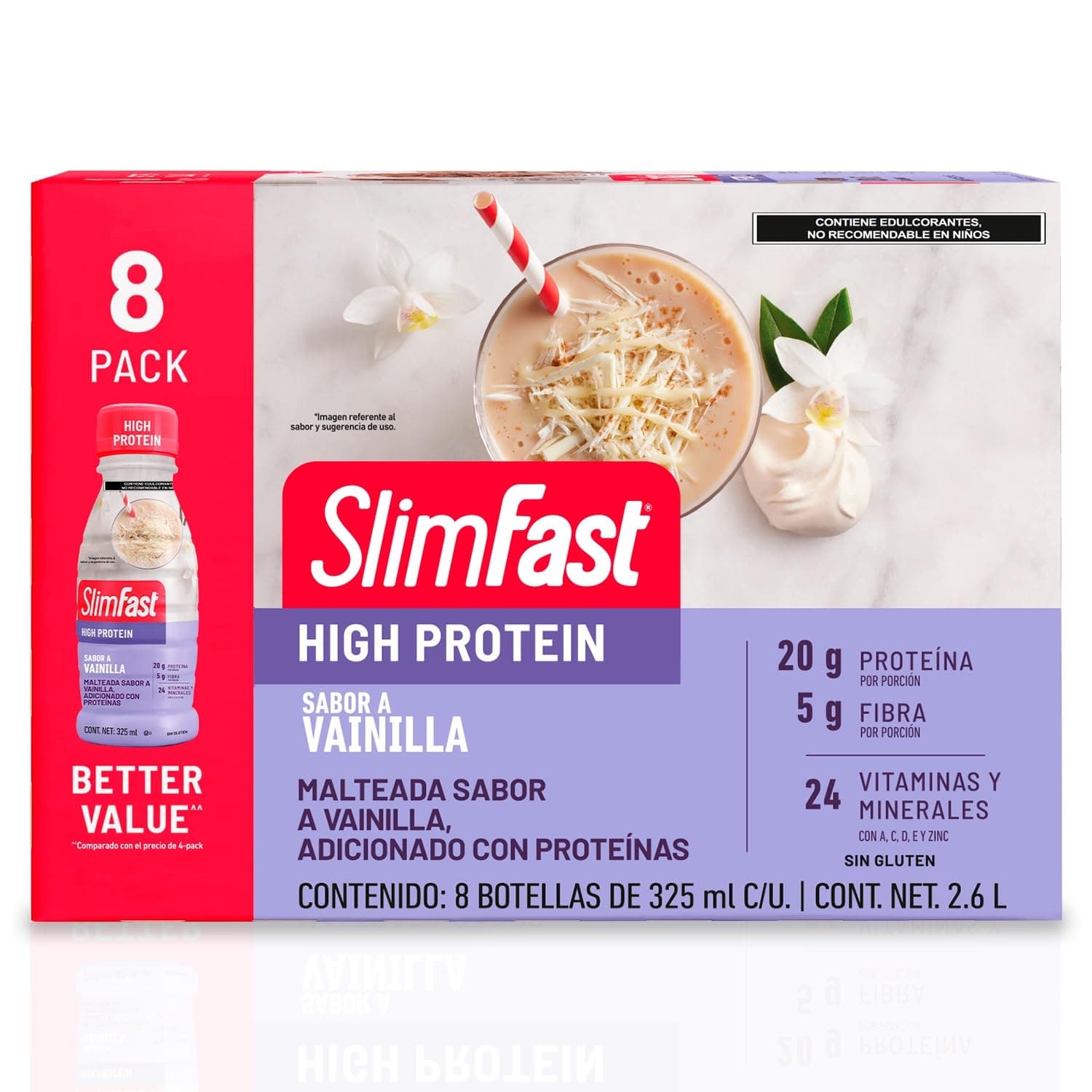 SlimFast Advanced Nutrition High Protein Meal Replacement Shake, Vanilla Cream, 20g of Ready to Drink Protein, 11 Fl. Oz Bottle, 8 Count