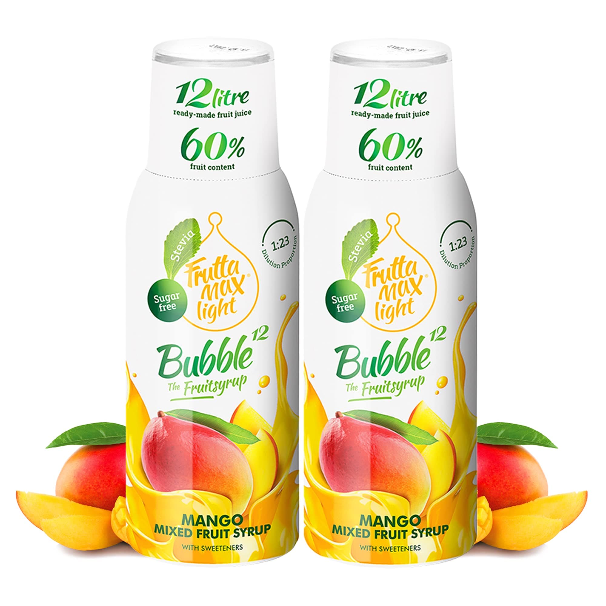 2 Pack - FruttaMax Sugar-Free Mango Syrup – 60% Real Fruit | Low-Calorie Drink Syrup for Soda Makers, Cocktails & Desserts – 2x500ml