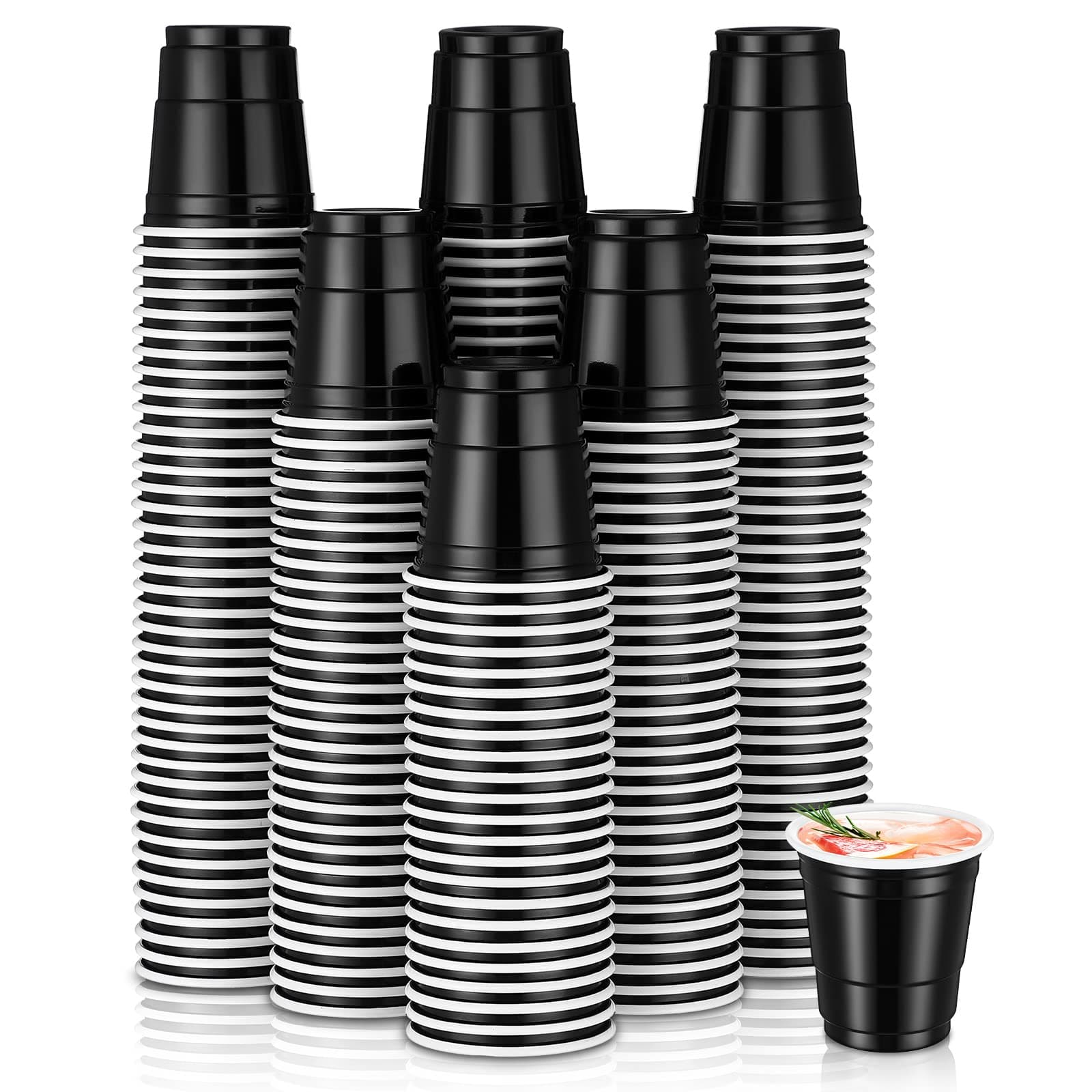 - 200 Pcs 2 oz Plastic Shot Cups Mini Shot Tasting Cups for Wine Whiskey Food Wedding Baby Shower Party Drinking Beer Taste Supplies(Black)