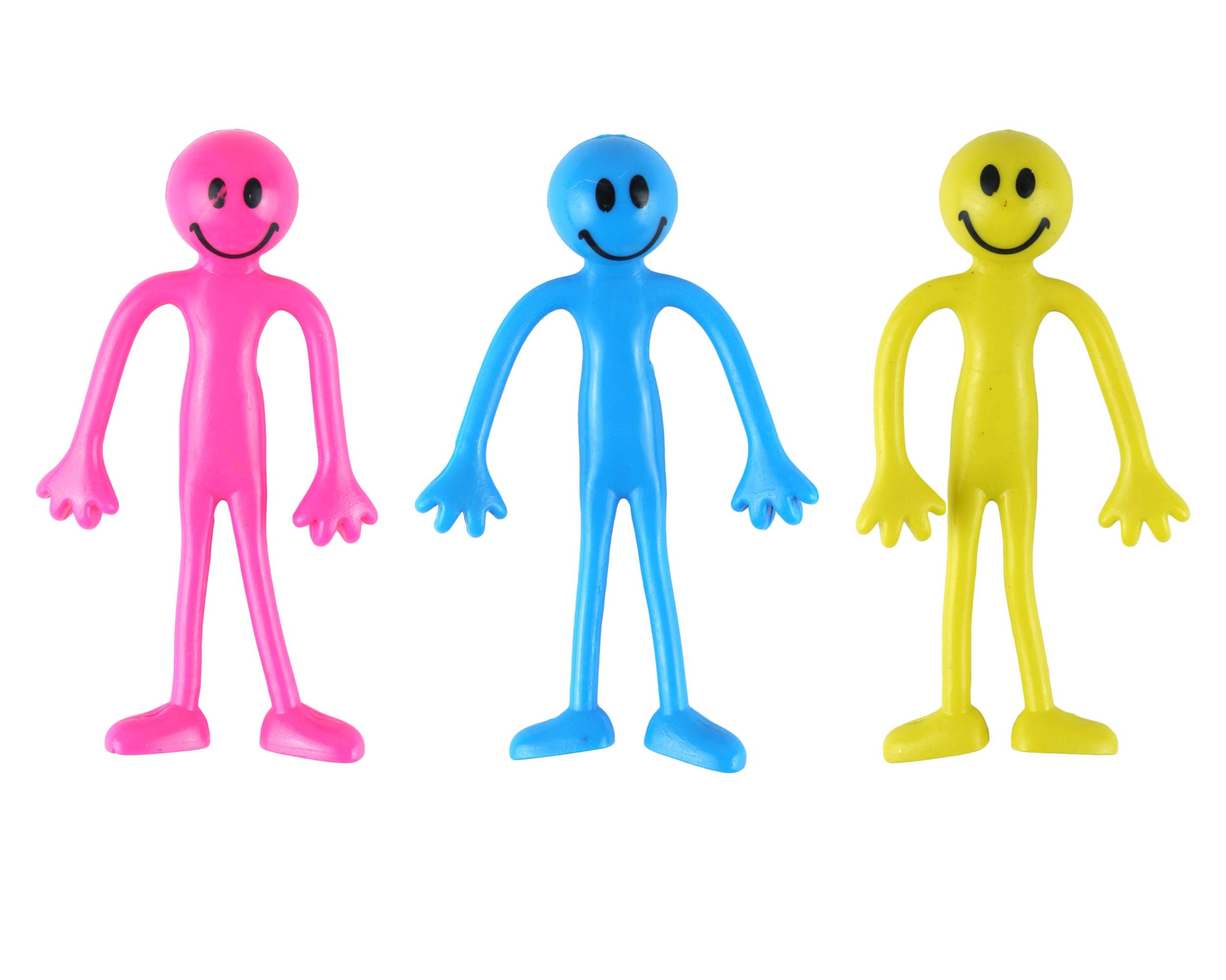 D.A.Y. Republic3 x Bendable Figures - Character Smilers - Fiddle Toys - Sensory Toys - Smiley Bendy Men Yellow, Blue and Pink - Relief from Stress