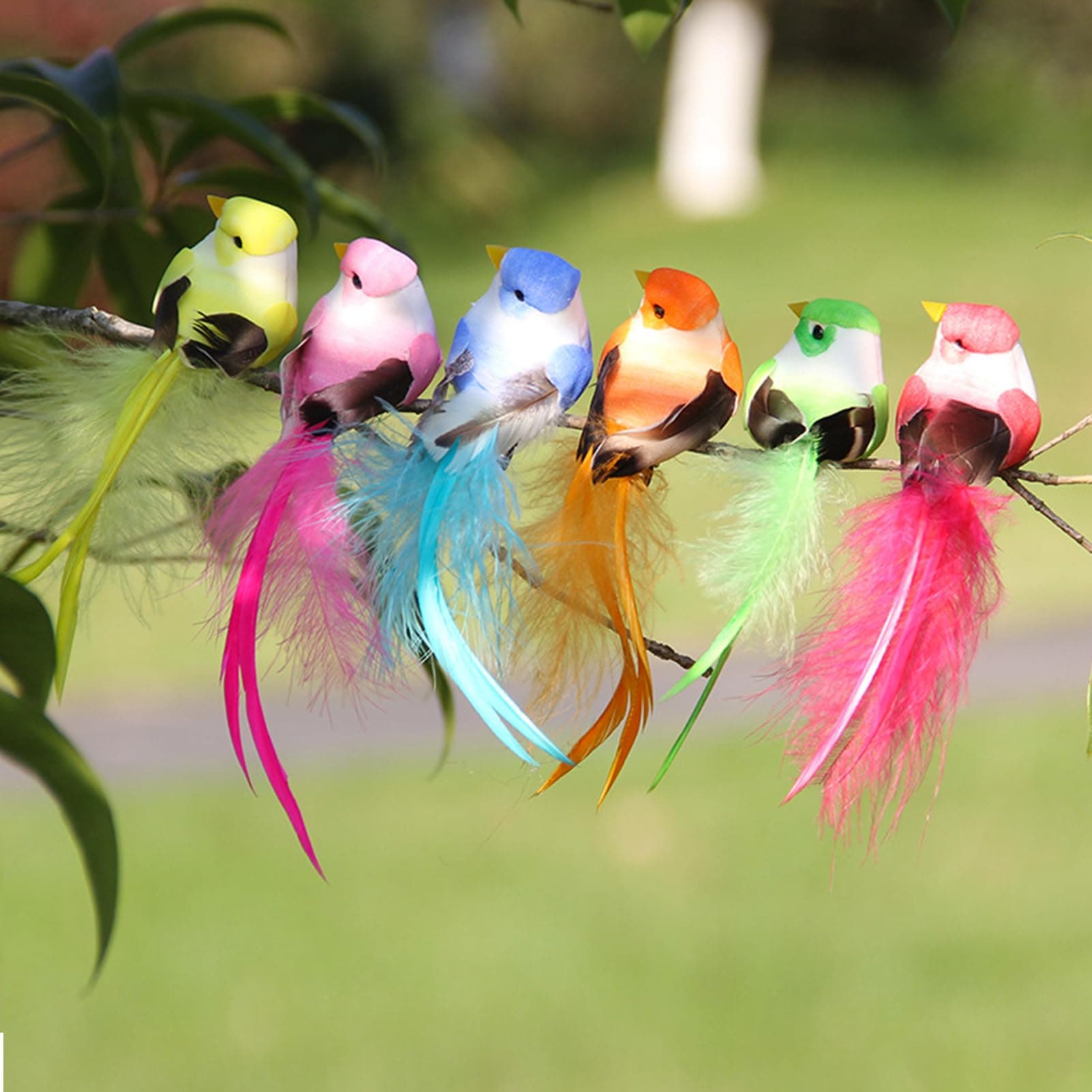 LWINGFLYER Artificial Birds Fluffy Feather Simulation Foam Bird Ornaments for DIY Craft Wedding Decoration Home Garden Party (12pcs Clip)
