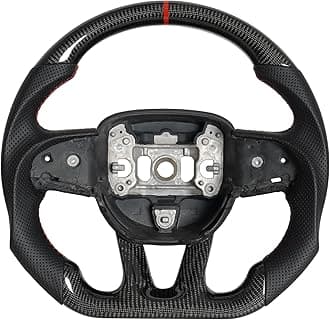 Car Steering Wheel Carbon Fiber Steering Wheel Locator Wire Breathable Anti-skid Compatible with Dodge Challenger/Charger/HellCat 2015-2020 SRT(dry carbon)