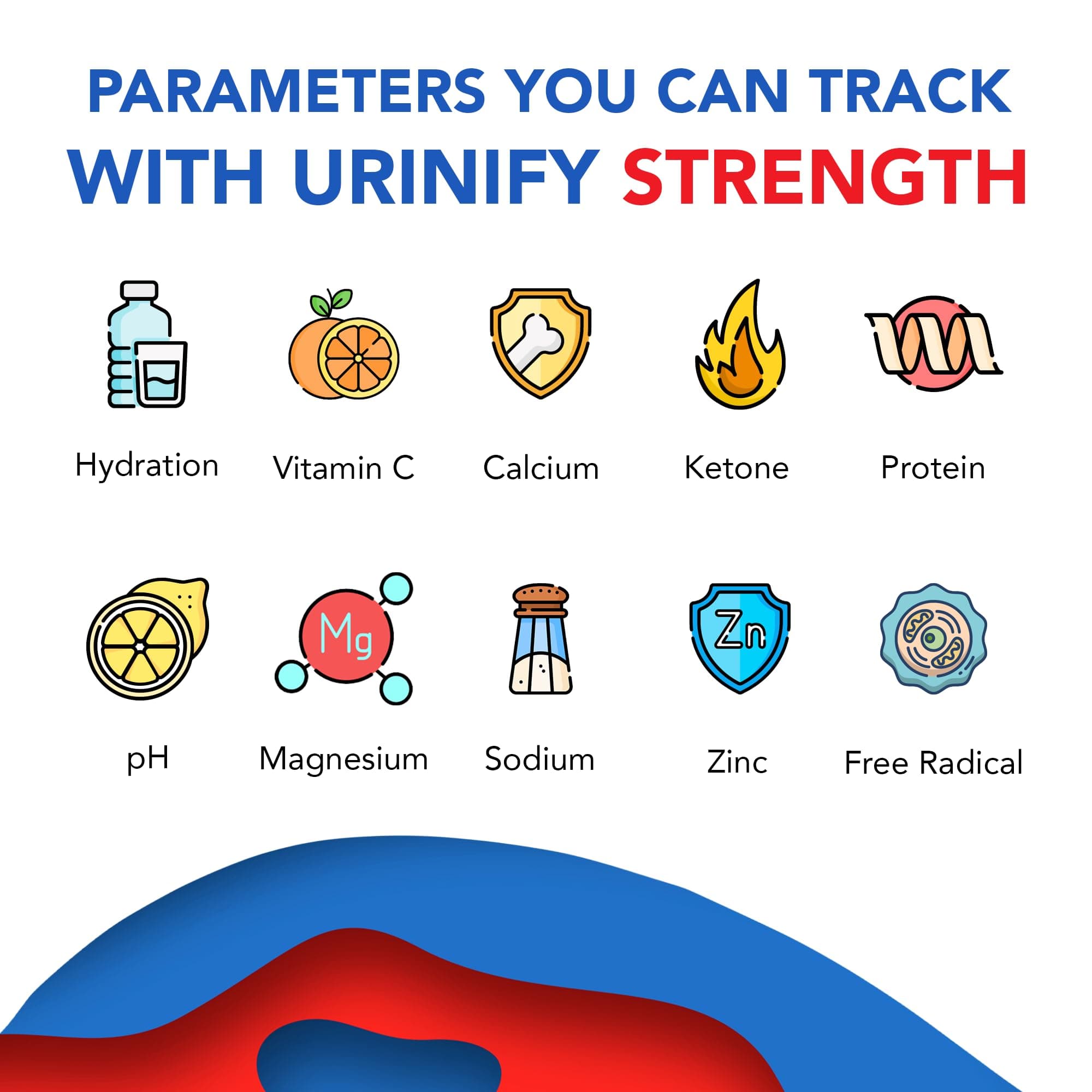 Mobile App Urine Test Strips -Trusted at Home Sodium, Salinity, Magnesium, Calcium, Electrolytes, Hydration, pH, Vitamin C, Protein, Keto Urinalysis Test Kit - Strength Kit (6 Strips)