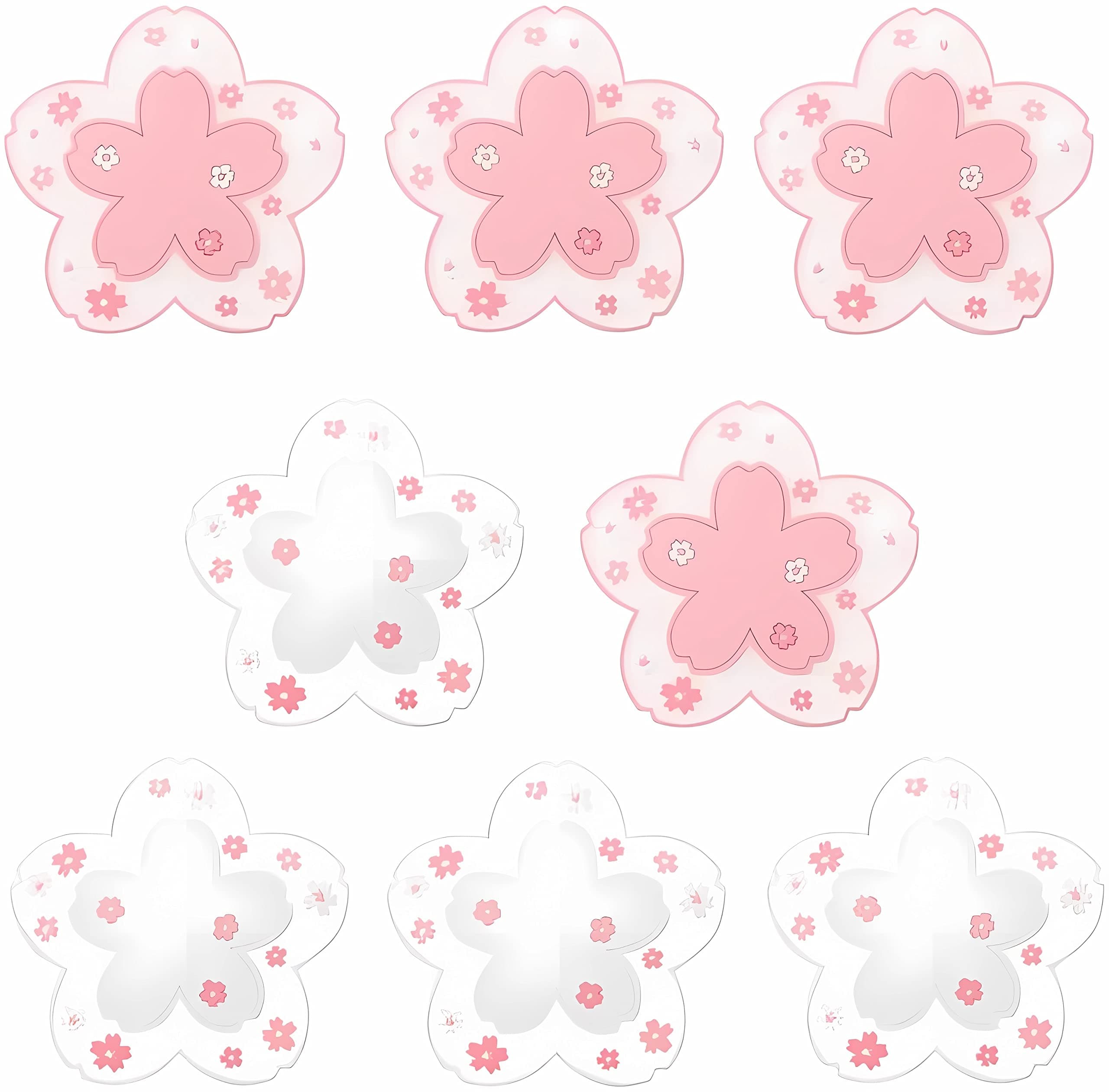 8 Pcs Sakura Coasters for Drinks Cute Pink Cherry Blossom Coaster for Coffee Non-Slip Washable Heat Resistant Silicone Coaster, Gift for Mom Wife Girlfriend Women Kids (4 Pink & 4 White)