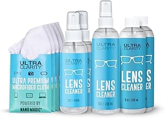 Powered by Nano Magic Eyeglass Lens Cleaning Spray 22oz Value Pack | 2 2oz Sprays, 6oz Spray, 2 6oz Refills, 5 Microfiber Cloths | Ideal for Glasses, Phone, Screens, Coated Surfaces