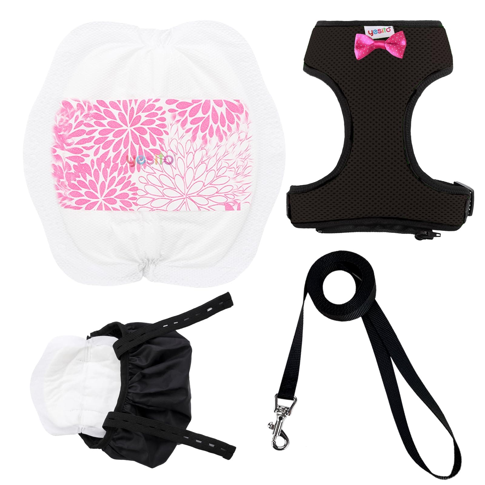 Adjustable Chicken Harness Diaper (5.4ft Leash) – Breathable & Washable Secure Training for Hens, Ducks & Chicks | Outdoor Walking & Discipline Solution,Black