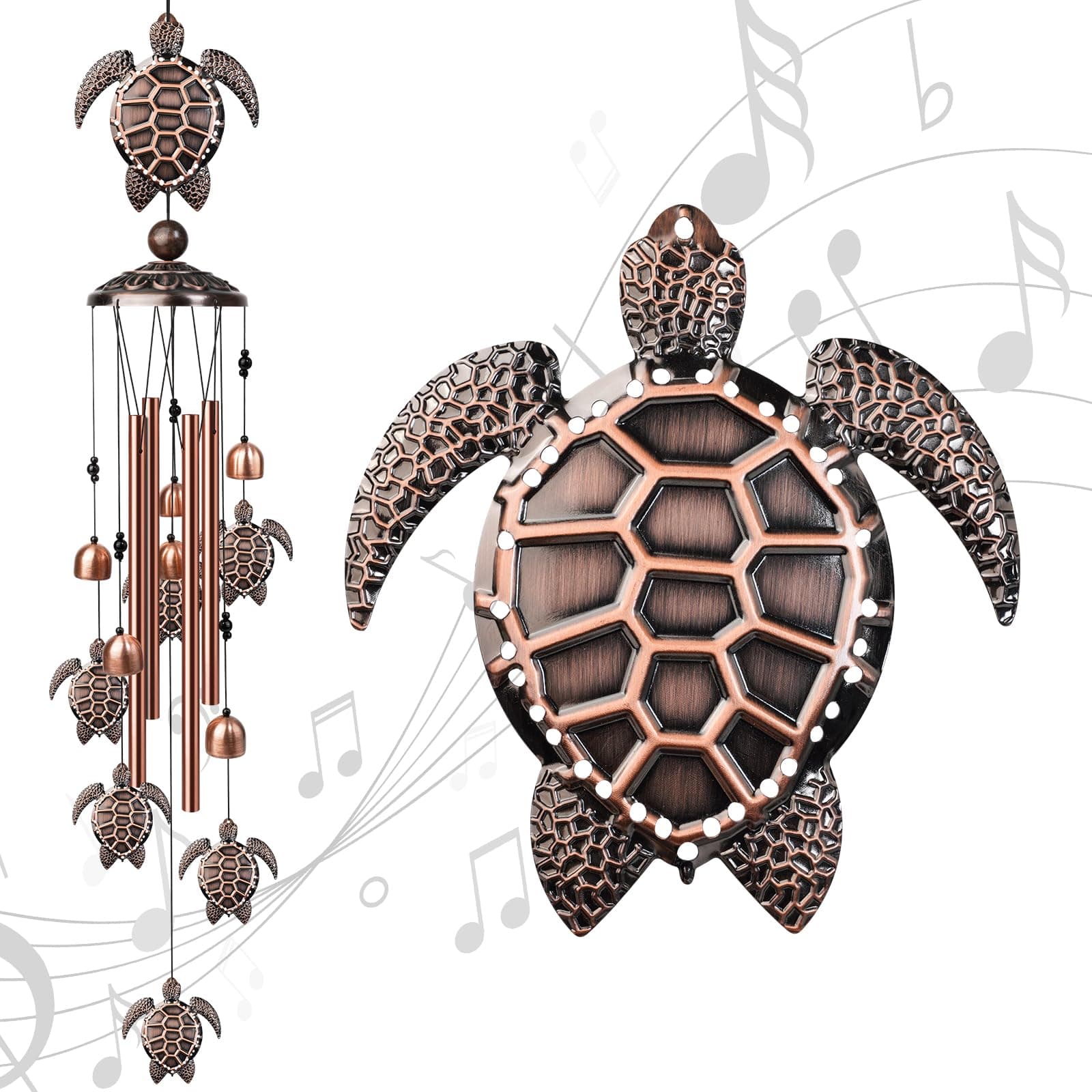 Sea Turtle Wind Chimes for Outside, 35" Decorative Wind Chimes Turtle Gifts for Women, Memorial Wind Chime Outdoors with S Hook for Patio Garden Decor, Birthday Gifts for Mom Grandma