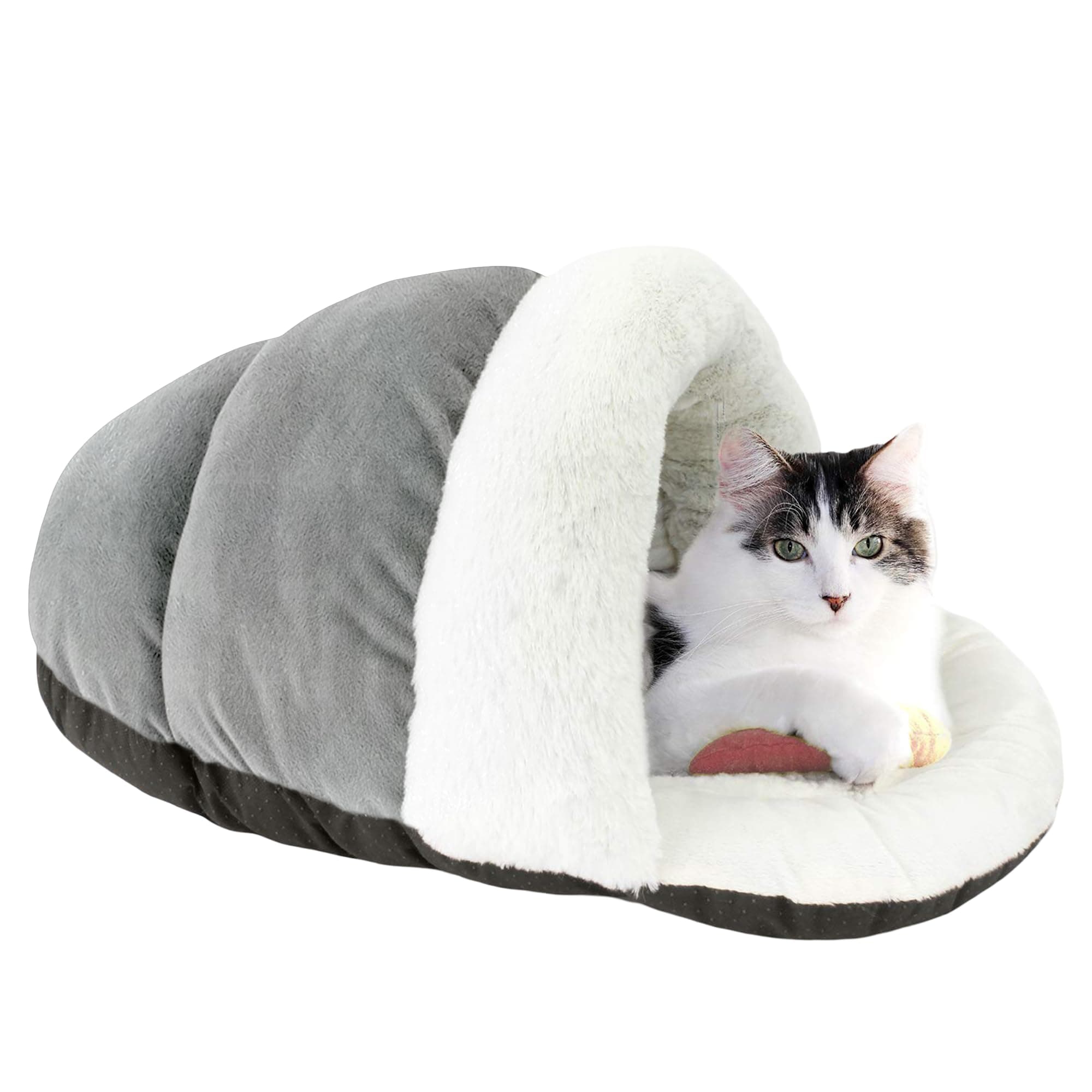 Cat Cave Bed for Indoor Cats Cozy Warm Felt House Dome for Cats & Kittens Soft, Warm & Plush Cave Bed with Removable Cushion Enclosed Pet Hideout Comfort Security 23' x 17" x 6"
