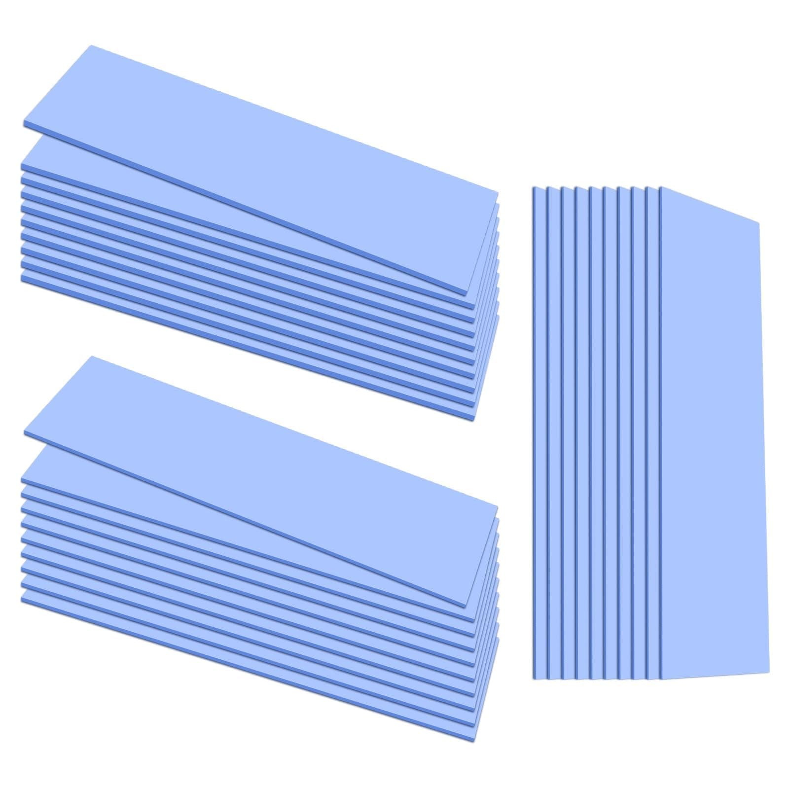 TERRIFI 30PCS Silicone Thermal Pads for GPU, Reusable CPU Thermal Pads, SSD Conductive Heatsink Pads, 0.5mm/1mm/1.5mm Thickness for Chip, LED, IC Heat Conduction, Blue