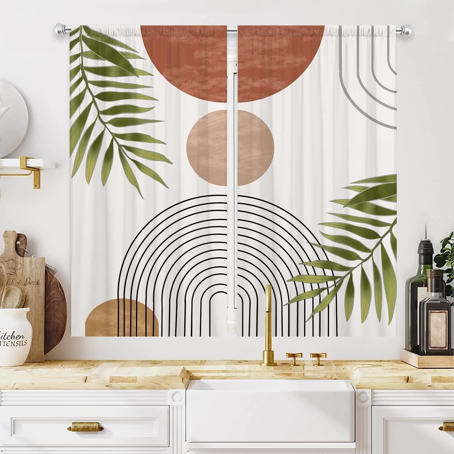 Boho Kitchen Window Curtain Small Kitchen Curtains Velvet Curtain 24 x 36 inch Cafe Curtains Herb Living Room (Boho 24 x 36 in)