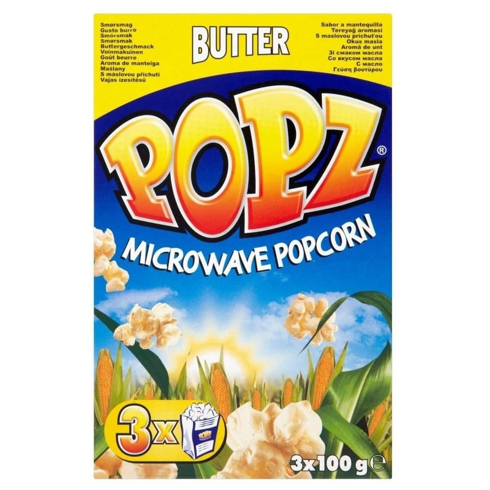 Popz Microwave Butter Popcorn 3 x 100g