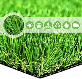 Realistic Deluxe Artificial Grass Synthetic Thick Lawn Turf Carpet -Perfect for Indoor/Outdoor Landscape (6 FT x 8 FT (48 Square FT))