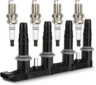 UF620 Ignition Coil & 4504 Double Iridium Spark Plug for 11-15 Chevy Cruze, 12-18 Chevy Sonic,09-11 Aveo Aveo5 /09-10 Pontiac G3 1.6L 1.8L L4 Replaces# 90919-02247 C1646 5C1703 D517C