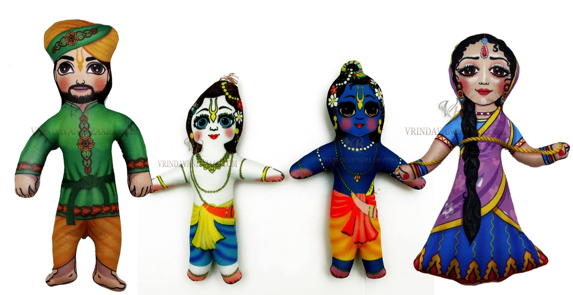 VRINDAVANBAZAAR.COM Nand Baba and Yashoda mata with Krishna Balaram soft toy; Height 7.5 inch