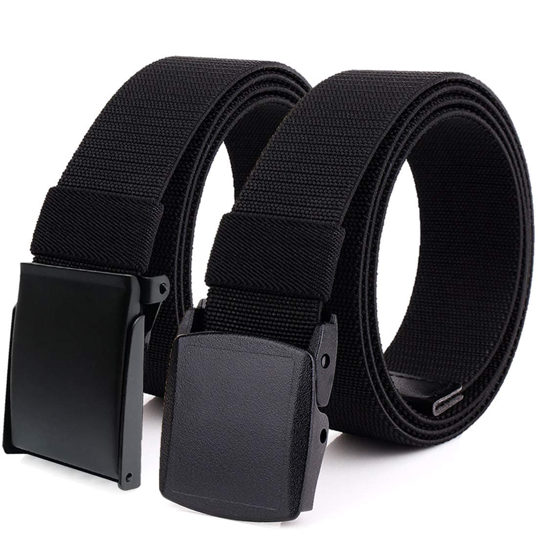 HOANAN 2-Pack Elastic Stretch Belt, Men’s All Size No Metal Nylon Tactical Hiking Belt