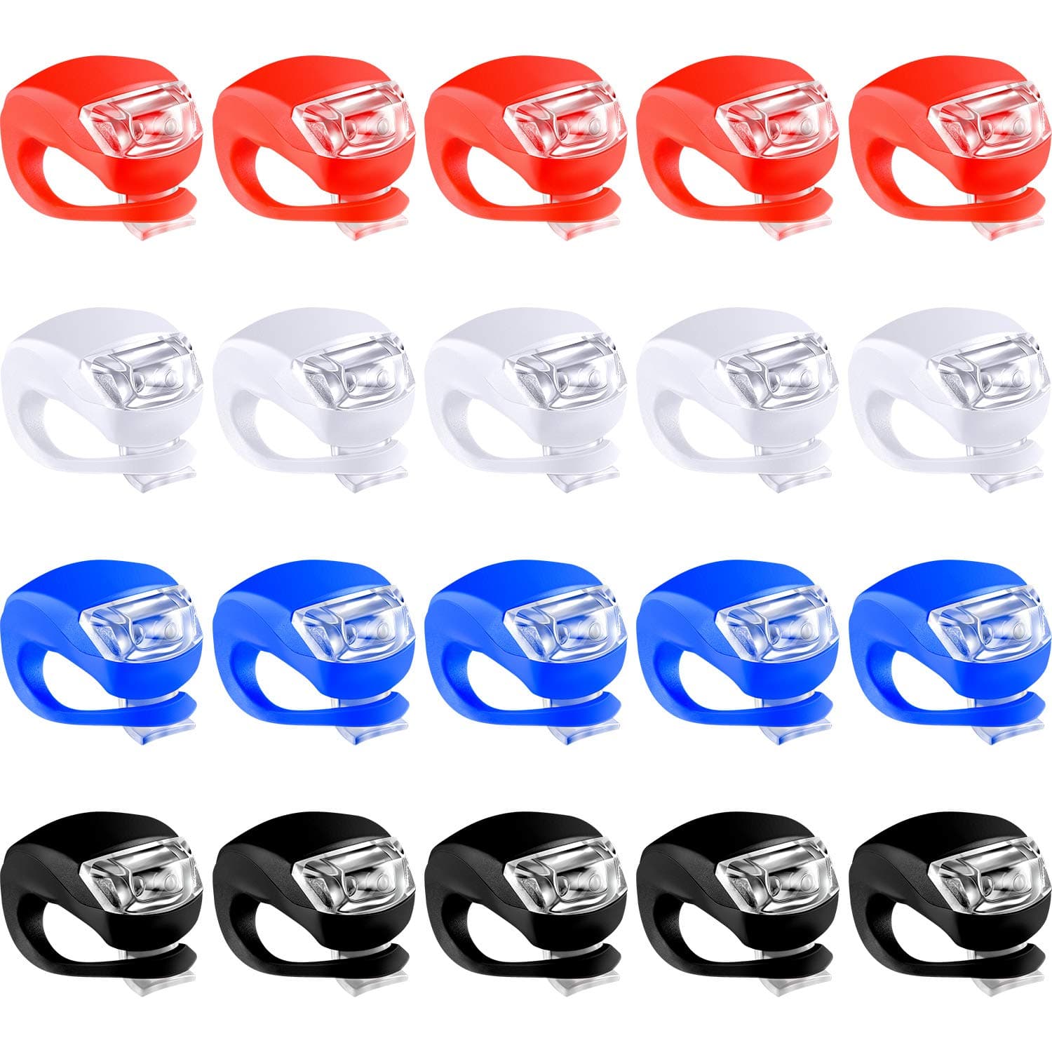 Mudder 20 Pieces Bicycle Light Set Bike Light Front and Rear Silicone LED Bicycle Light Waterproof and Safe Bike Headlight and Taillight