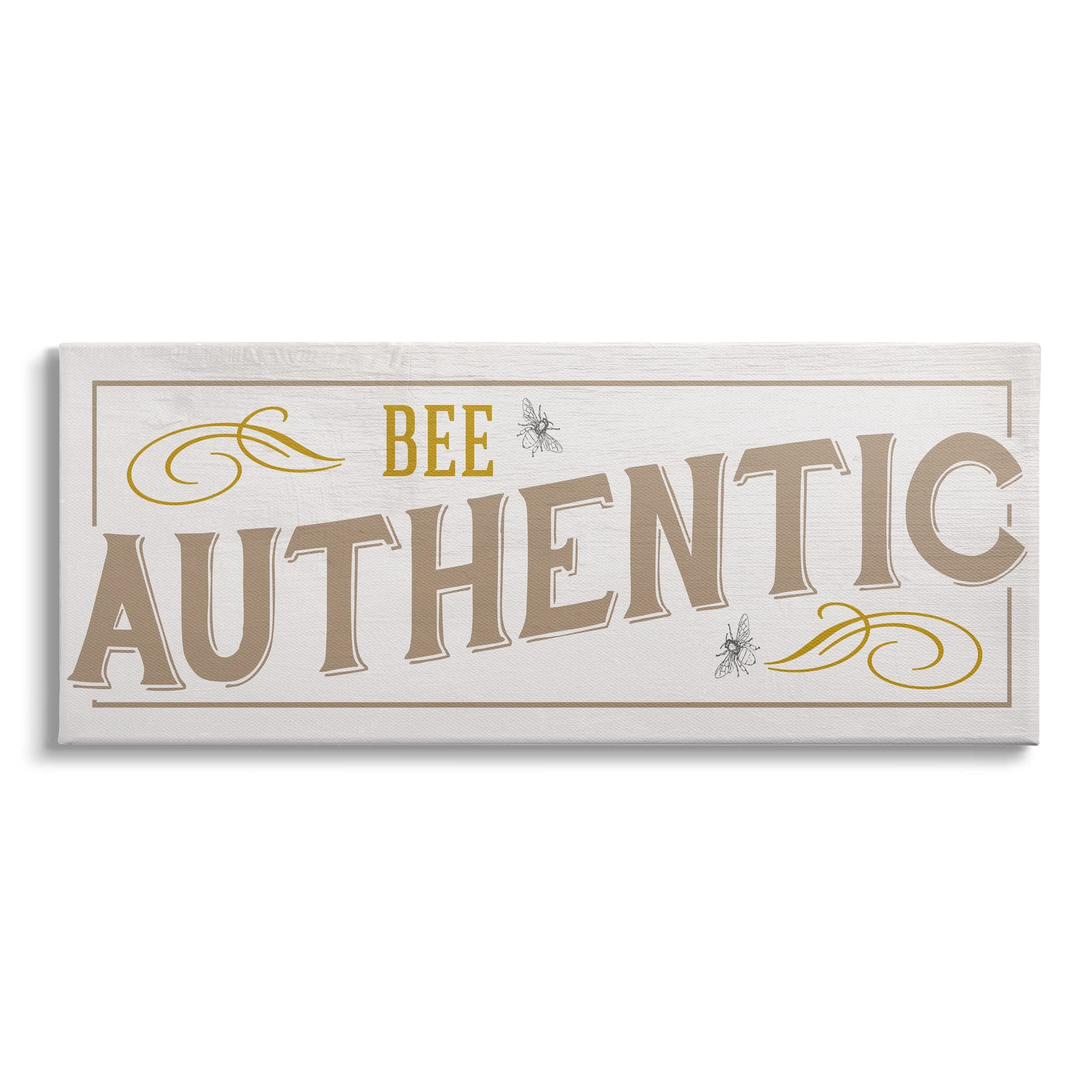 Stupell Industries Vintage Bee Authentic Sentiment Insect Pun Canvas Wall Art, 40 x 17, Off- White
