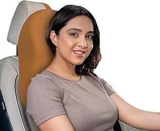 WELLGIVER Ultimate Car Neck Rest Pillow, 100% Memory Foam Car Pillow for Comfortable Rides, Superior Neck Support Cushion, Relieves Neck Pain (TAN (Pack of 2), Large)