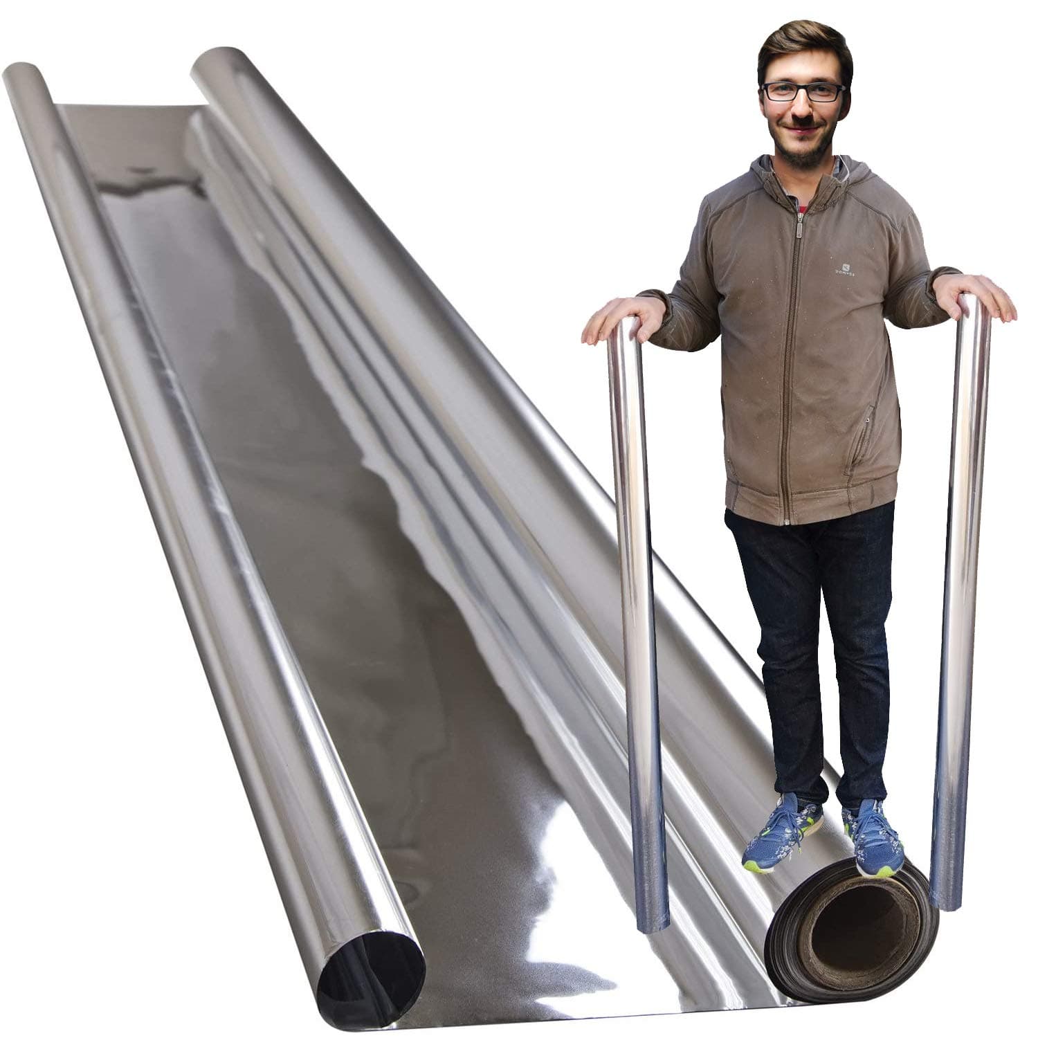 Highly Reflective Silver Mylar Film Roll 4 FT x 100 FT 2 Mil (2 Pack) Total 800 Square Feet for Garden Greenhouse Grow Room Tent Covering Foil Sheets Maximizes Light Energy & Heat Retention