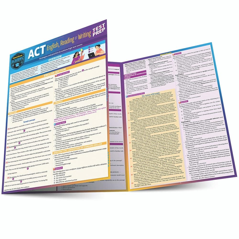 ACT English, Reading & Writing Test Prep: A Quickstudy Laminated Reference Guide