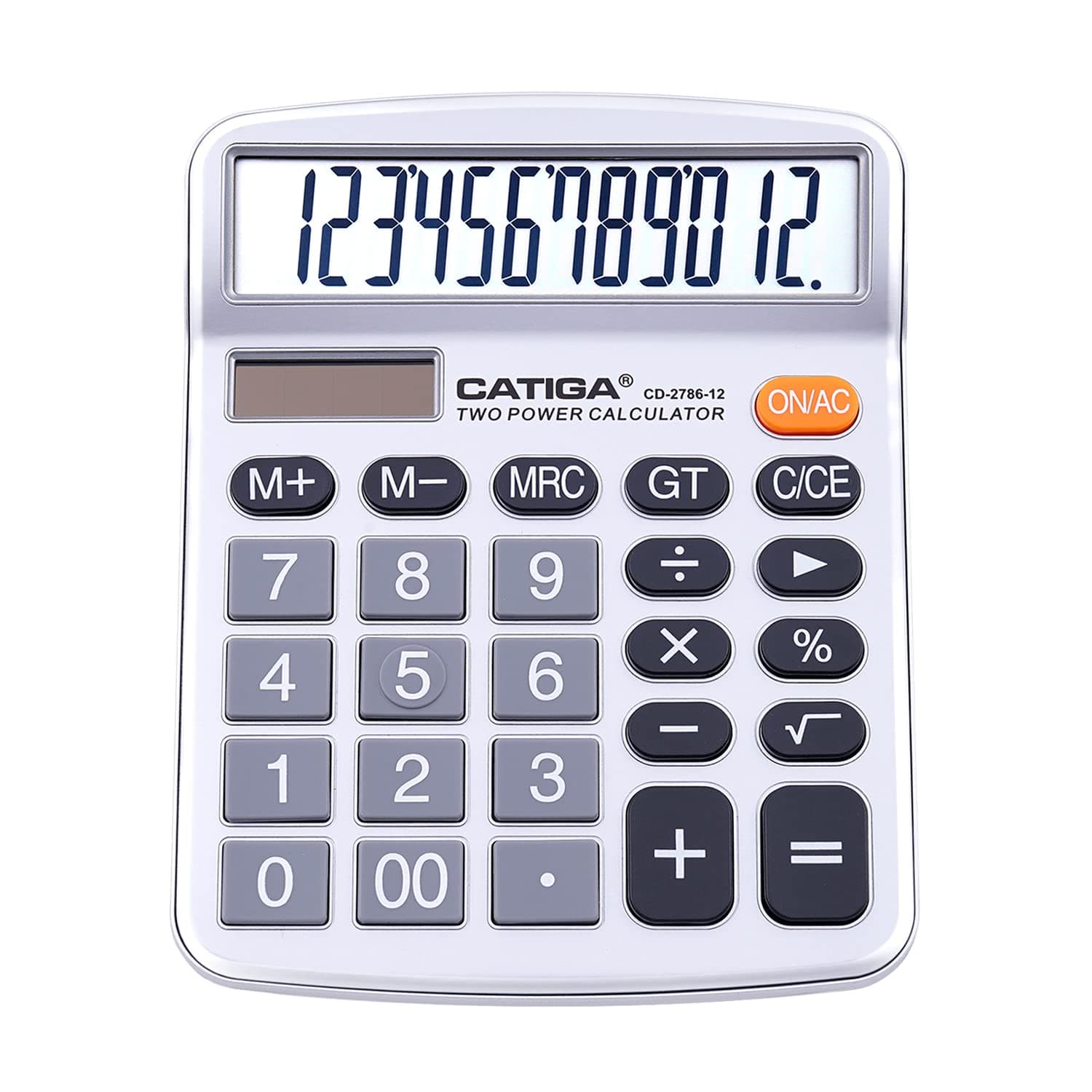 12 Digits Desktop Calculator with Large LCD Display, Dual Solar Power and Battery, Standard Function for Office, Home, School, CD-2786