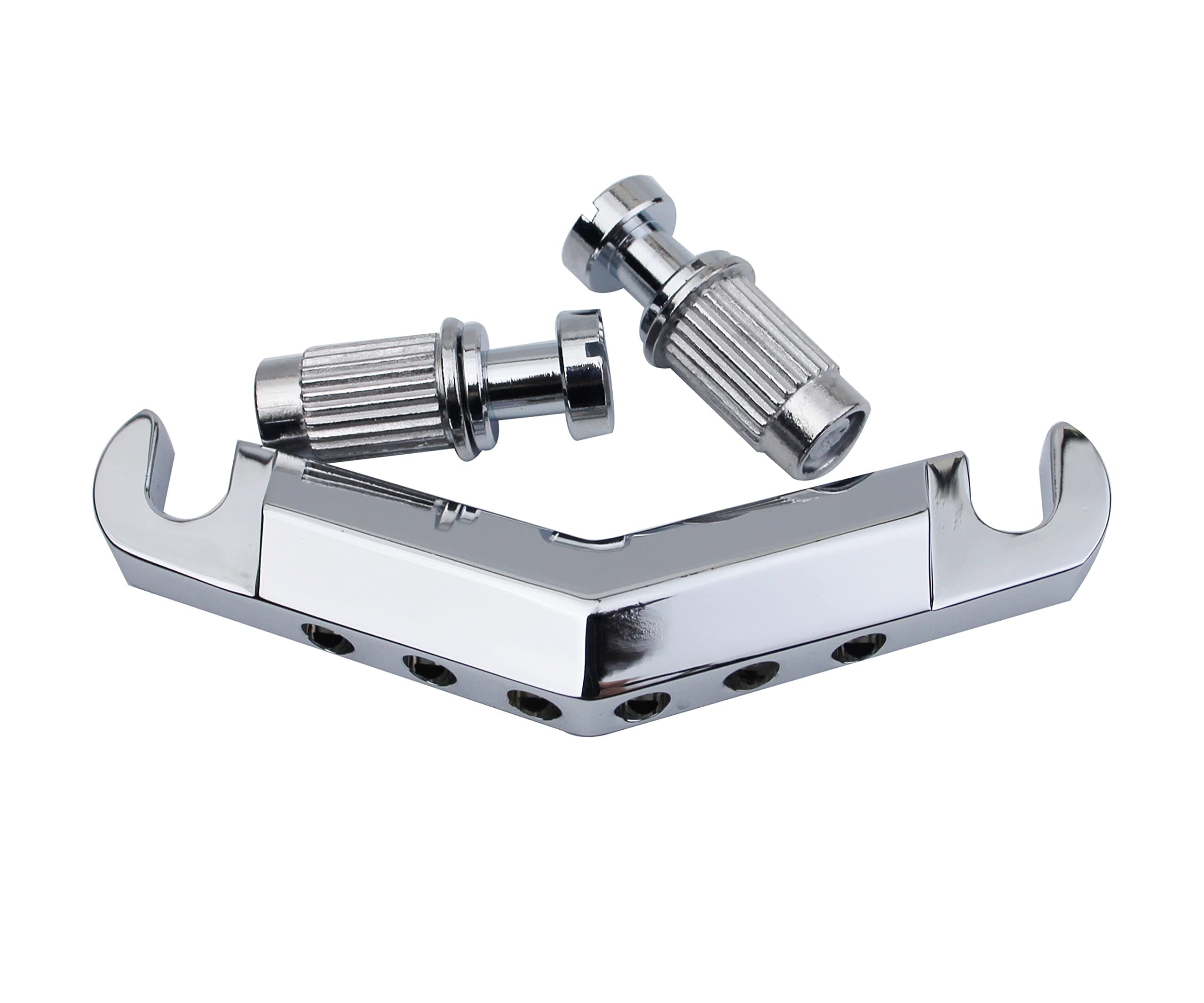 Guitar Stop Bar Tailpiece with Anchors and Studs Replacement Part Compatible with Les Paul LP SG Style 6 String Electric Guitar - GK21, Chrome