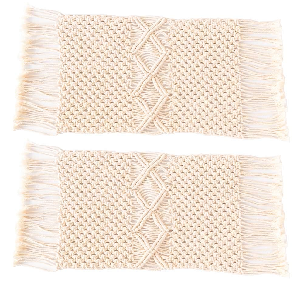Pantaknot 2 Packs Macrame Table Runner Wedding Dining Bohemian placemats Home Décor Gift, 11 x 25 inch