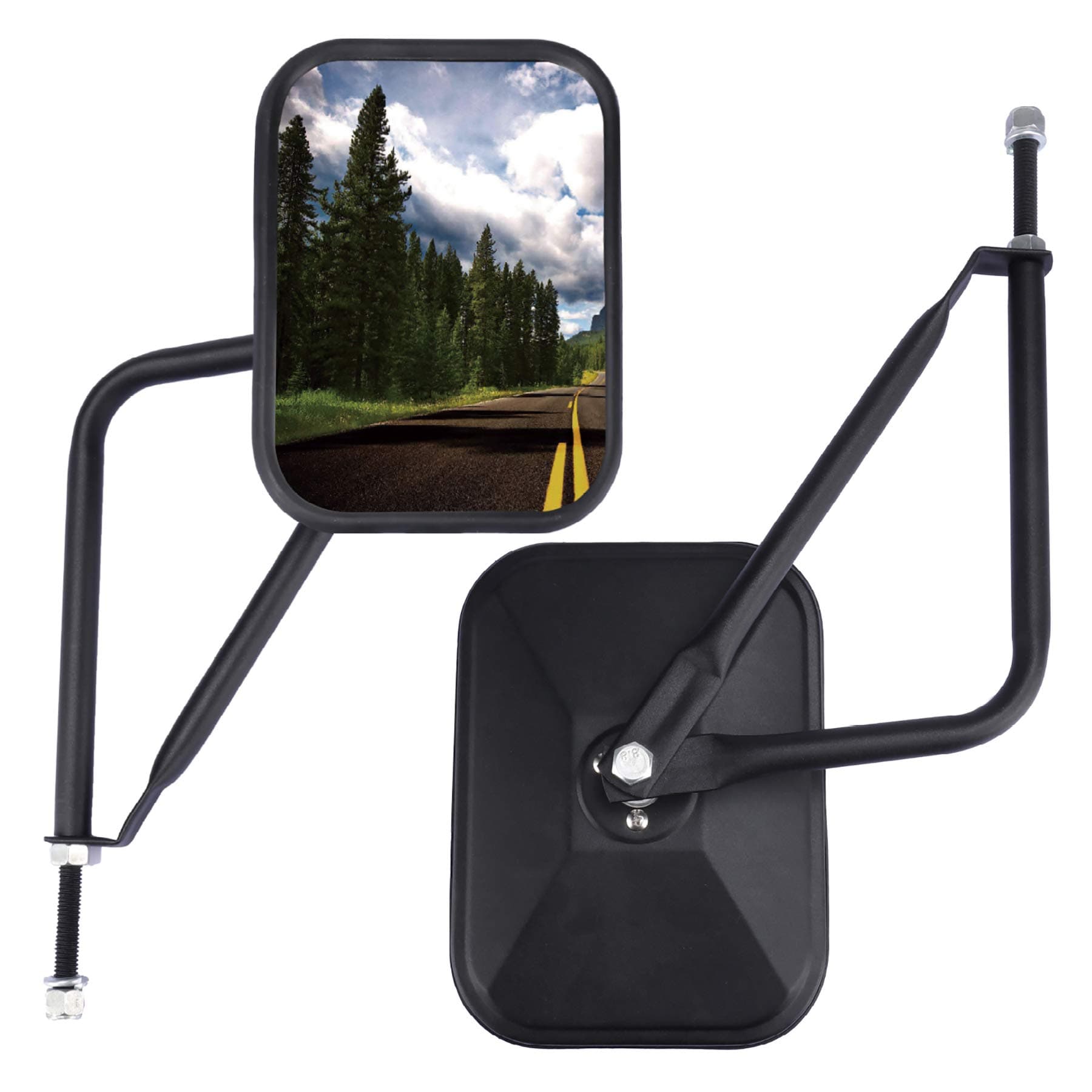 JUSTTOP Mirrors Doors Off, Side View Mirrors Compatible with Jeep Wrangler CJ YJ TJ JK JL & Unlimited，Quicker Install Door Hinge Mirror for Safe Doors Off Driving, Car Exterior Accessories- 2Pack