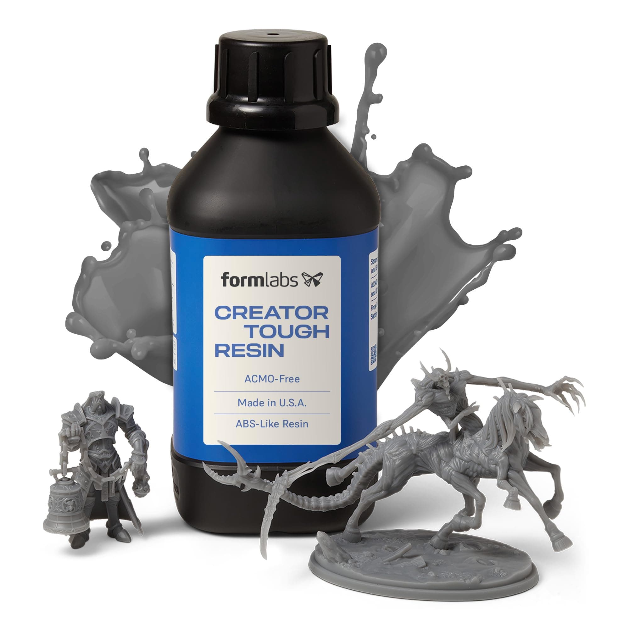 [Creator Tough] ABS-Like 3D Printer Resin 405nm UV-Curing Non-Brittle High Precision Made in USA ACMO-Free 3D Printing Liquid Standard Photopolymer Resin for LCD DLP 3D Printing (Grey, 1000g)